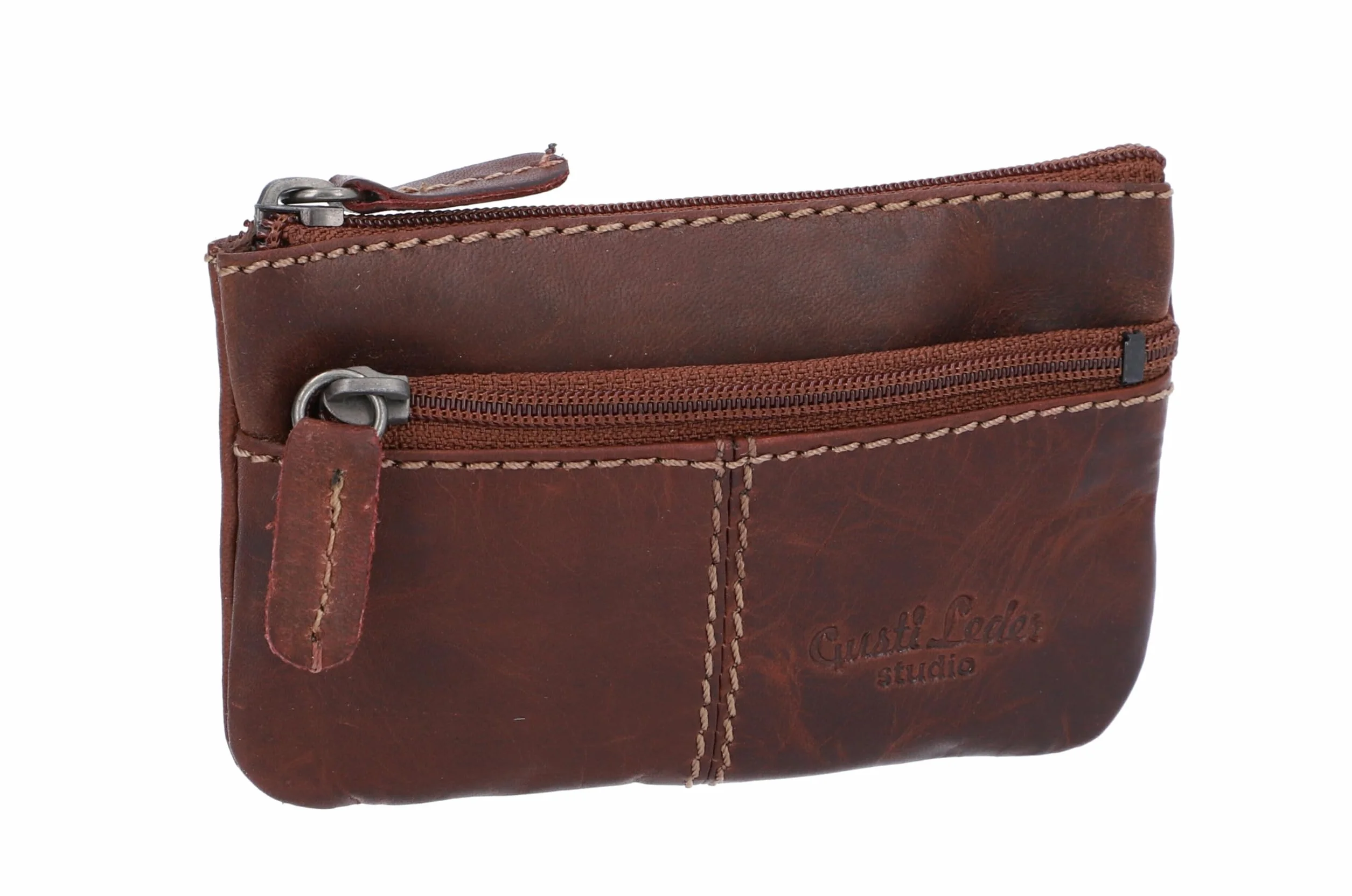 Gusti Skórzane Etui na Klucze Rook – Stylowe Brązowe Ochronne Etui Retro z Naturalnej Skóry – Organizer do Kluczy, Bezpieczny Pokrowiec na Klucze Męskie i Damskie