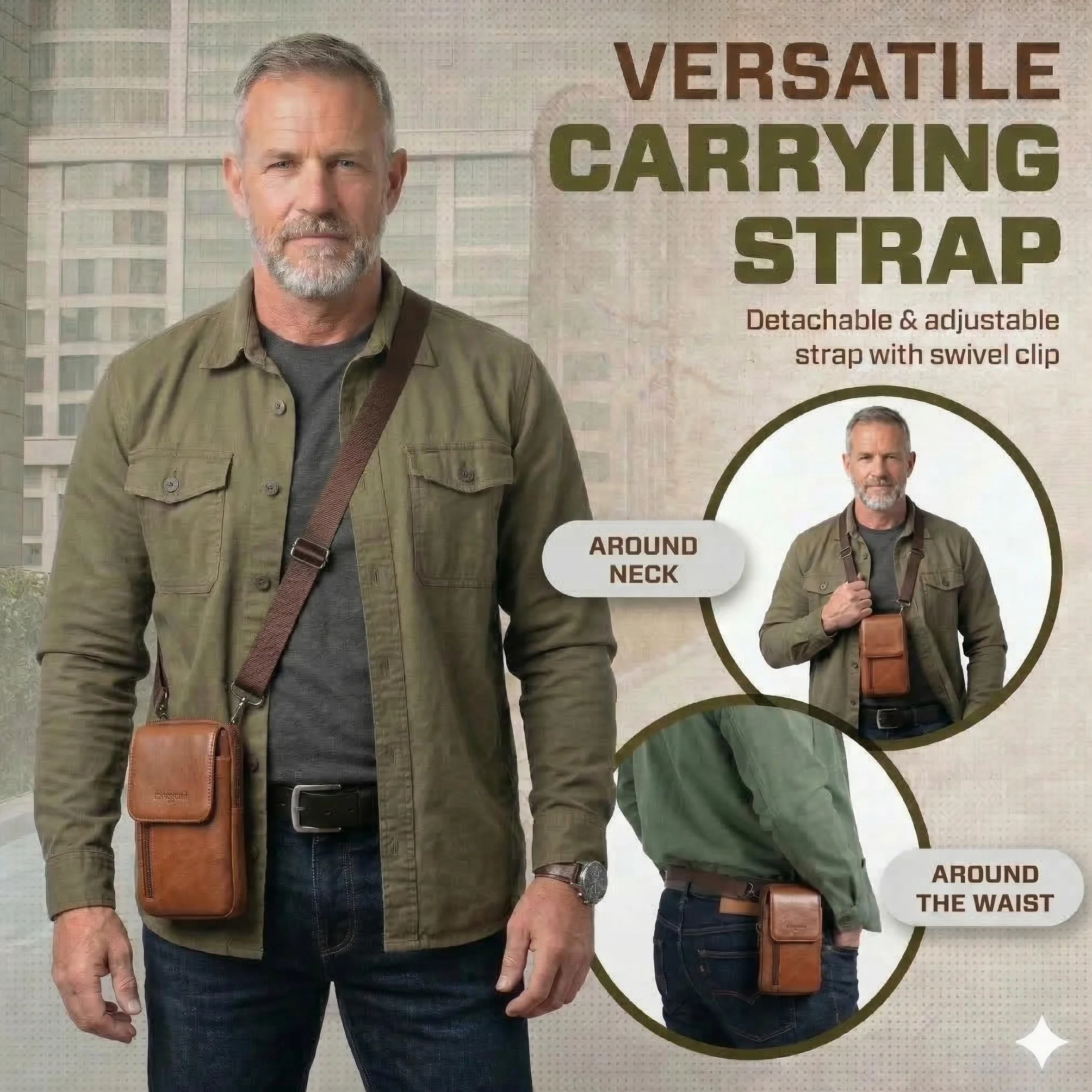Skórzana torba crossbody na ramię Brązowa S
