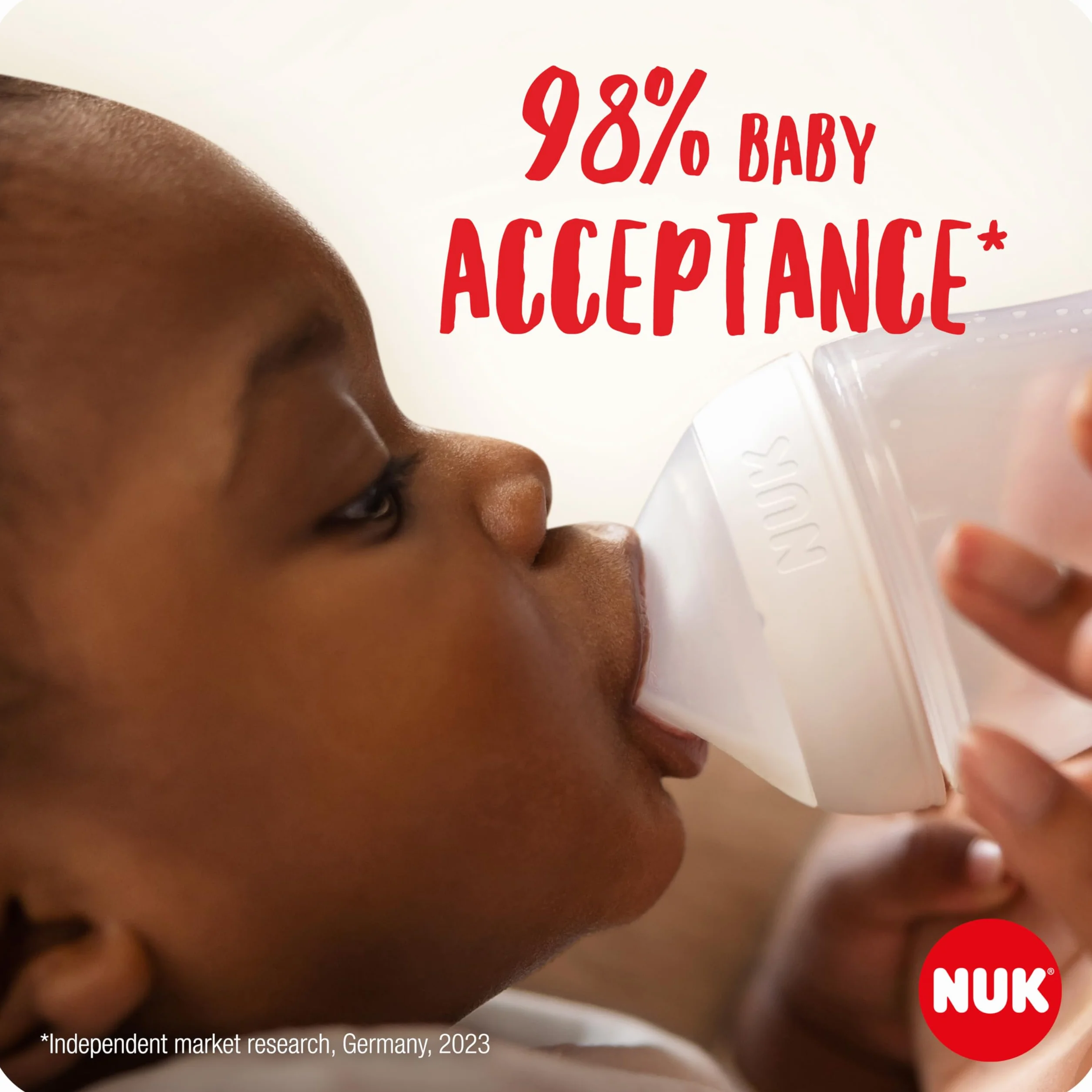 NUK Perfect Match smoczek do butelek dla niemowląt, 0+ miesięcy, pasuje do podniebienia dziecka, odpowietrznik antykolkowy, bez BPA, silikonowy smoczek S do butelek, 2 szt