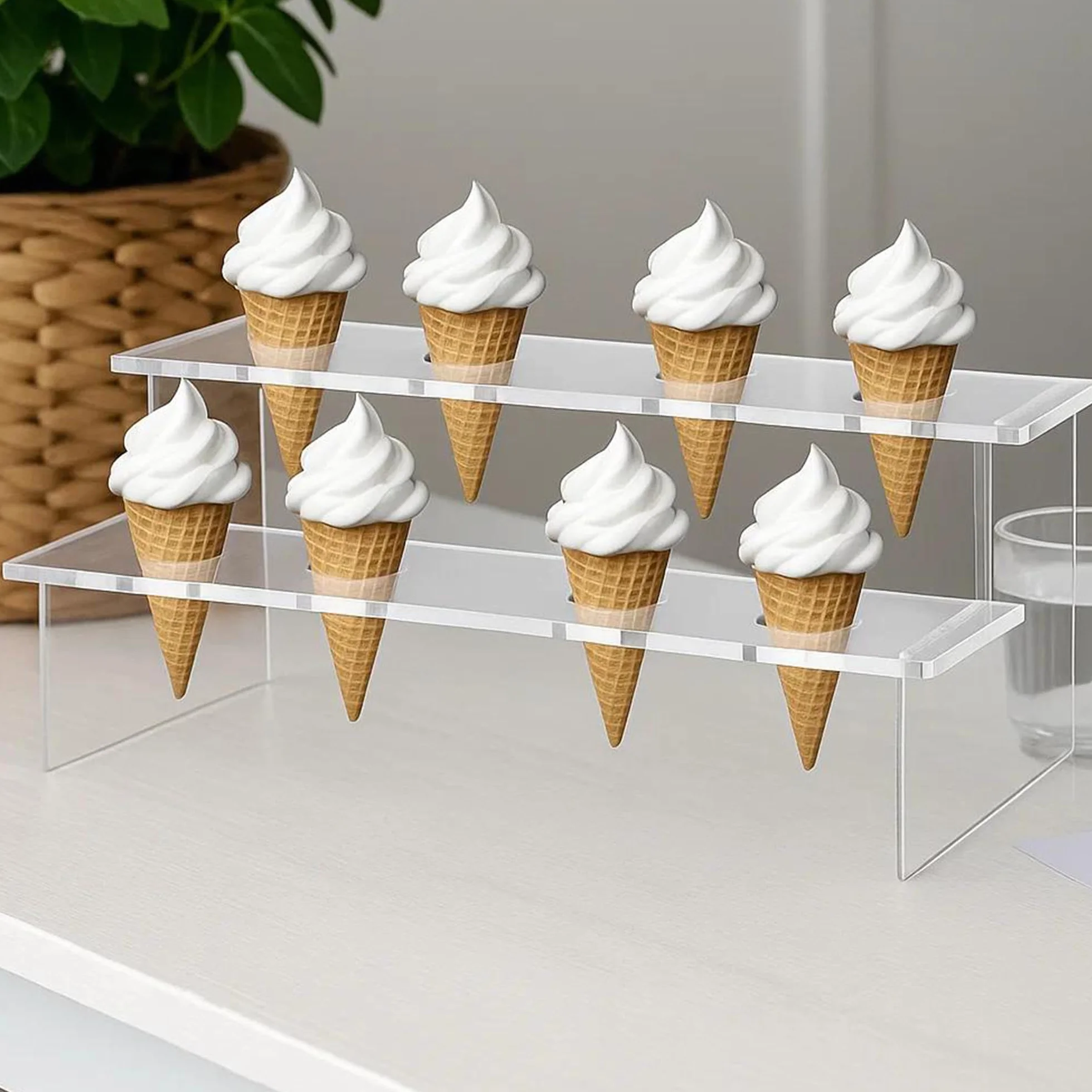 Akrylowy Stoisk Na Lody, 8-Otworowy, Wykonany z Materiału Akrylowego, Przezroczysty i Przezroczysty, Nadaje Się Do Ślubów, Przyjęć Urodzinowych, Kawiarni, Sklepów z Deserami (prostokątny)