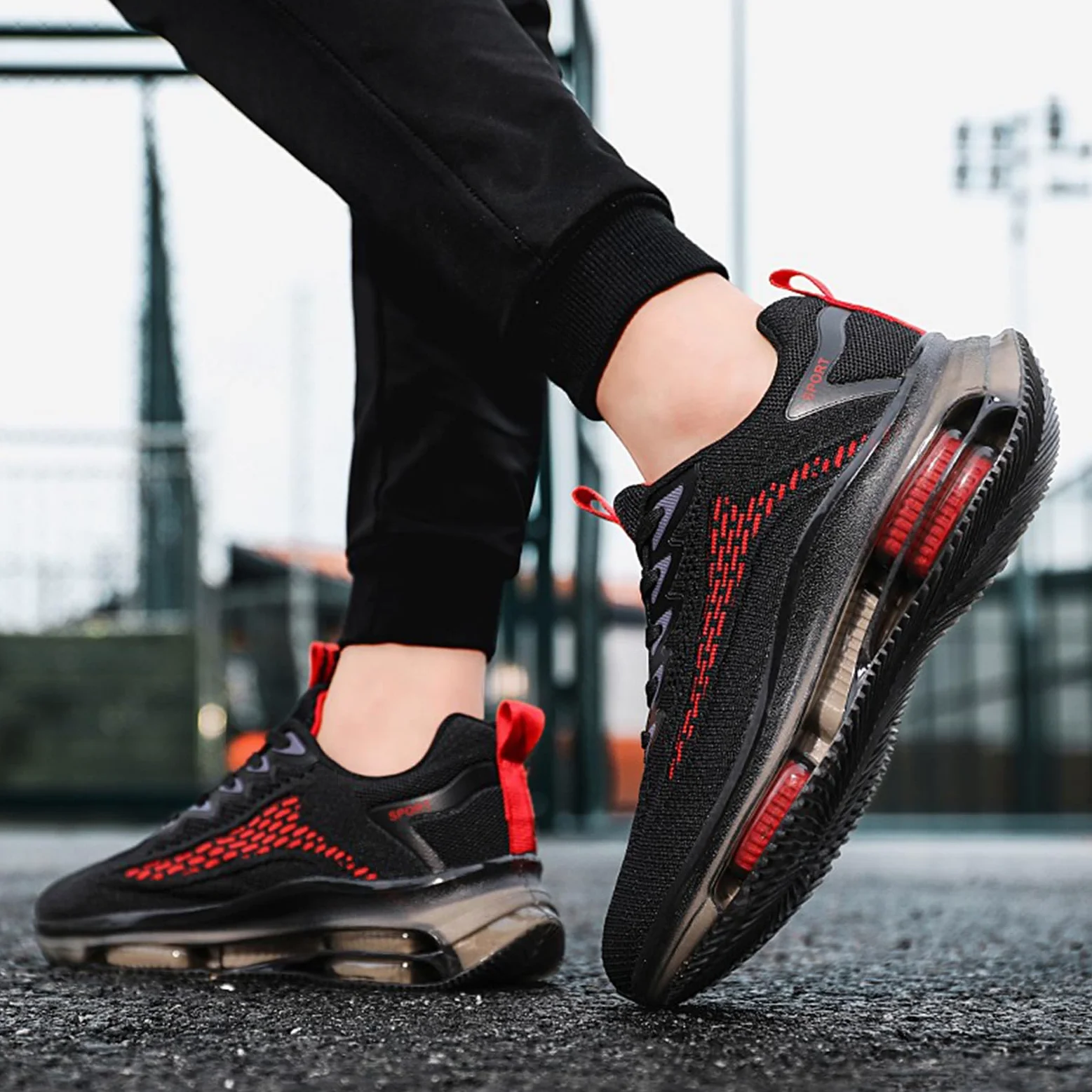 Hitmars Sneakersy męskie do biegania, buty sportowe, oddychające, lekkie buty do chodzenia, do aktywności na świeżym powietrzu, buty do biegania, sportowe, sneakersy, czarne, niebieskie, rozmiar 39-48