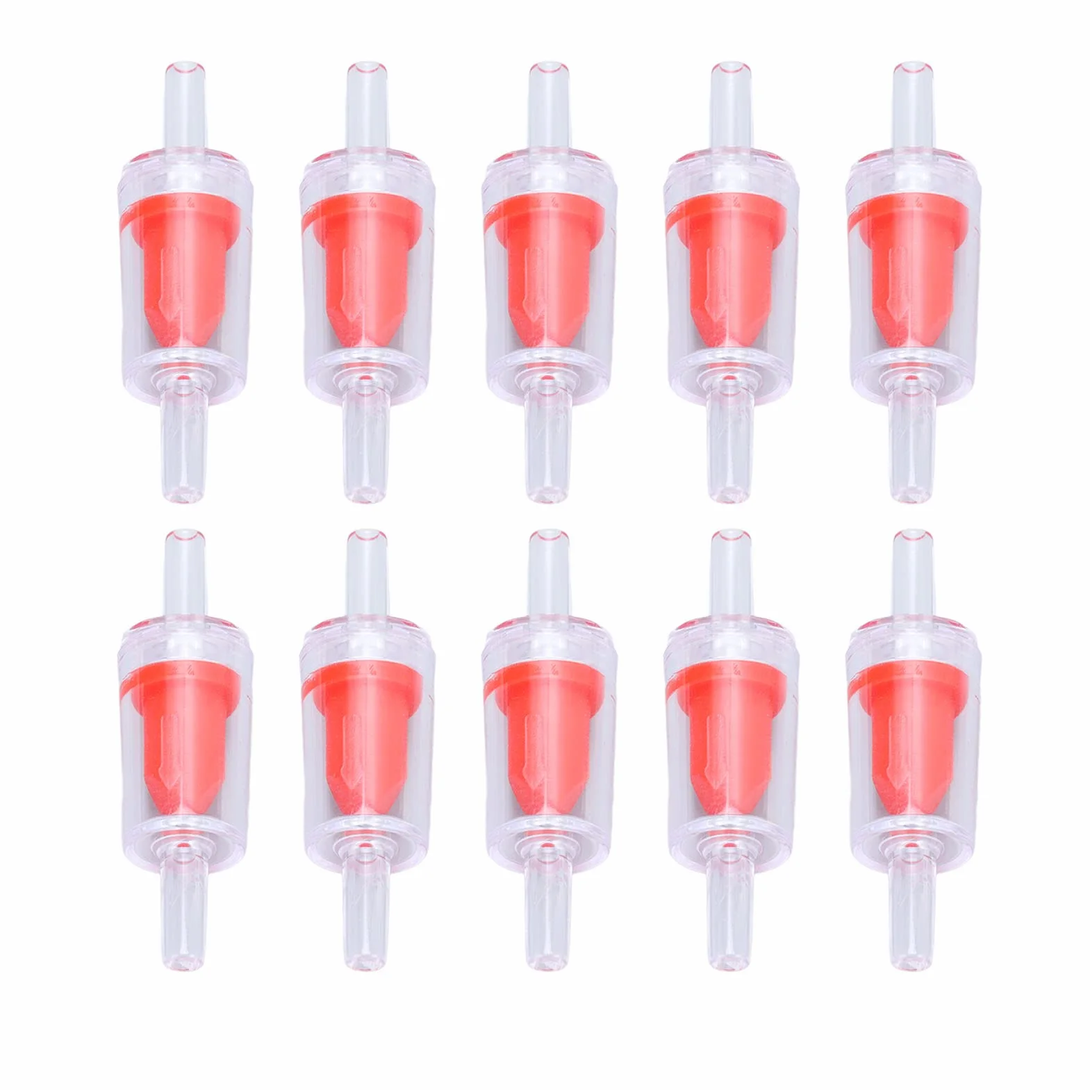 YUYTE 10pcs Zawór Kontrolny Akwarium w jedną stronę Zawór Zatrzymania 4 Mm Pp Pompa Powietrza Kontroli Wody dla Akwarium Zbiornika żywnościowego Medycyny Chemikalia (4mm czerwony)