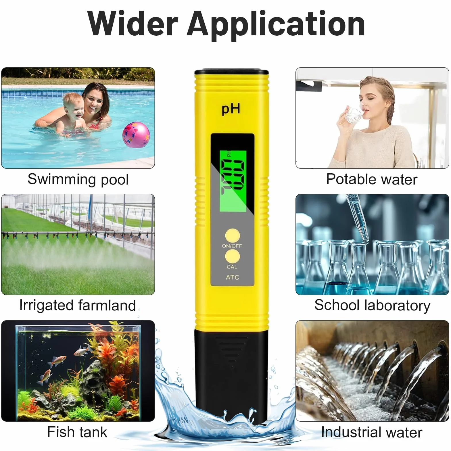 Ochronny cyfrowy miernik pH, precyzyjny tester pH do wody 0,01 Rozdzielczość miernik pH zakres 0-14 PH z automatyczną kalibracją - akwarium, Wate basen, tester wina