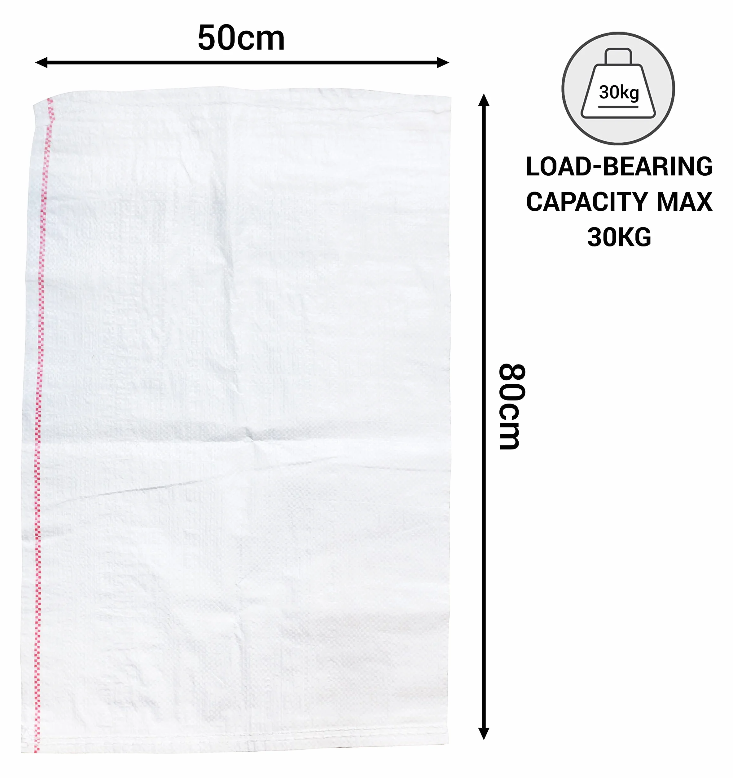 SKIRCO (5 szt.) białe worki tkane PP 50 x 80 cm, worek do budowania gruzu, do usuwania odpadów