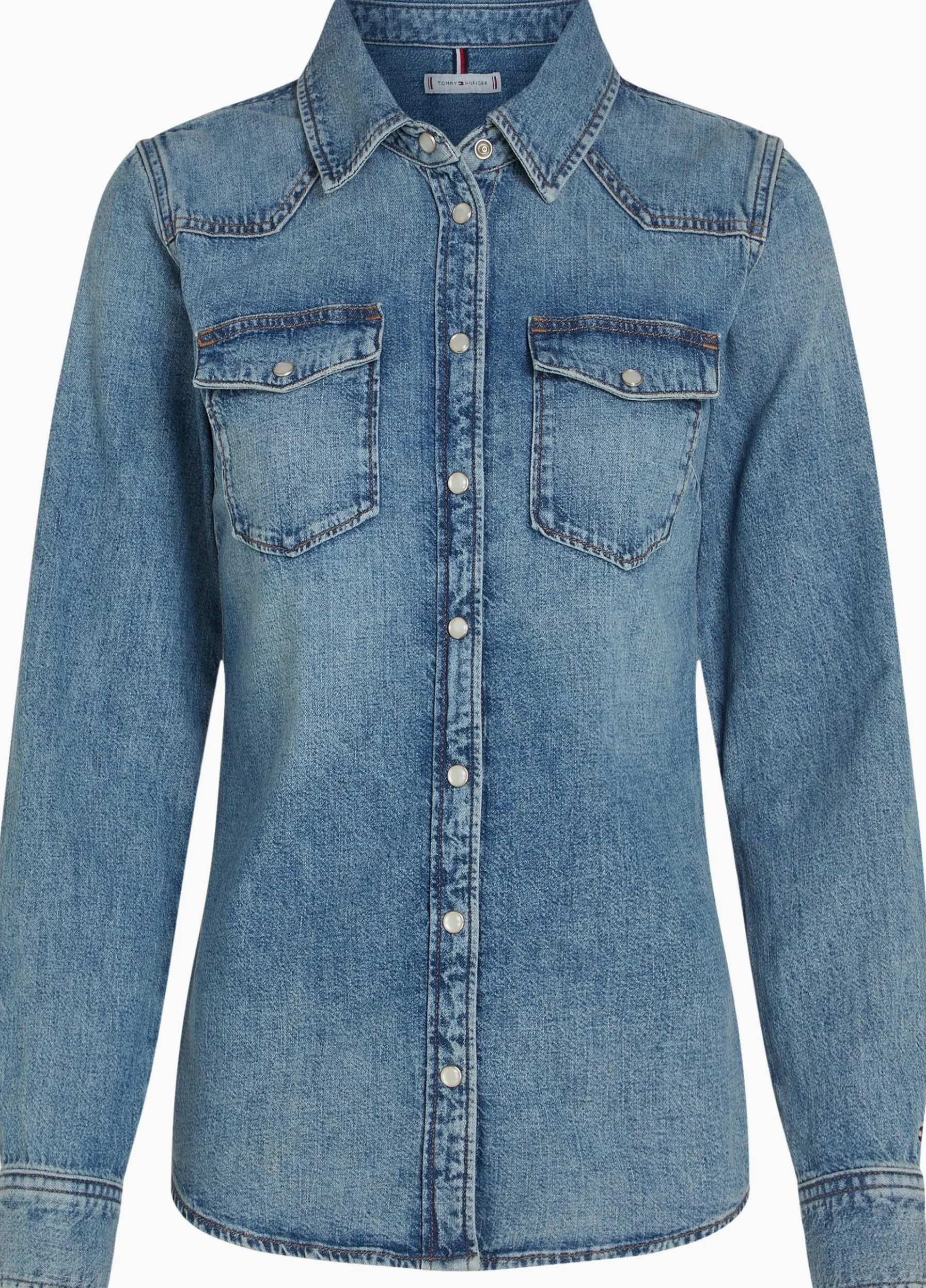 Tommy Hilfiger Damska koszula DNM LS Slim SAM WW0WW43730 L/S Koszula, Denim, 38, Denim (Sam), 64