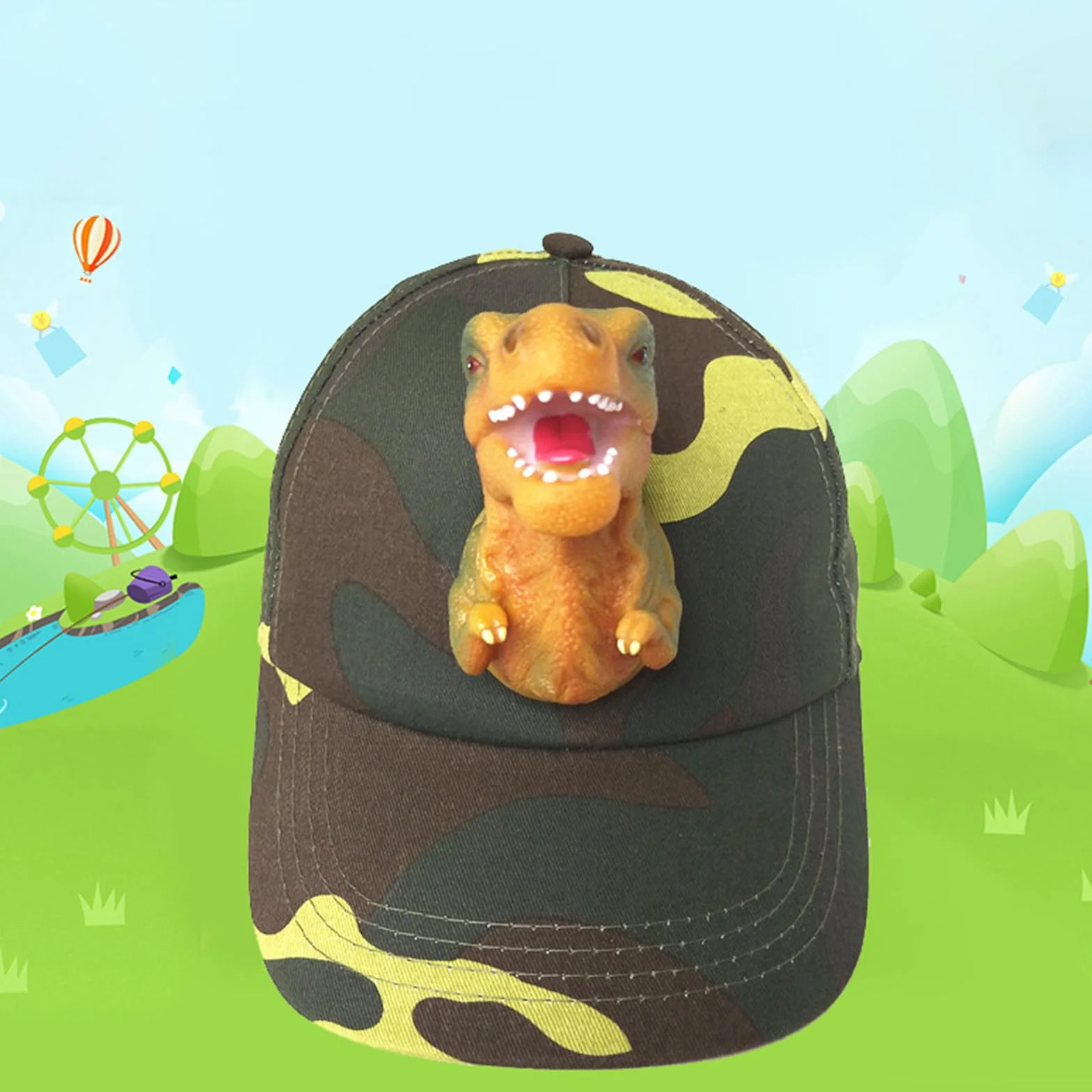 Czapka z daszkiem, urocza czapka dinozaura, modne nakrycia g?owy dla ch?opców, swobodna regulowana czapka z daszkiem wycieczki szkolne, przebieranki Halloween, dni pla?y, pikniki rodzinne