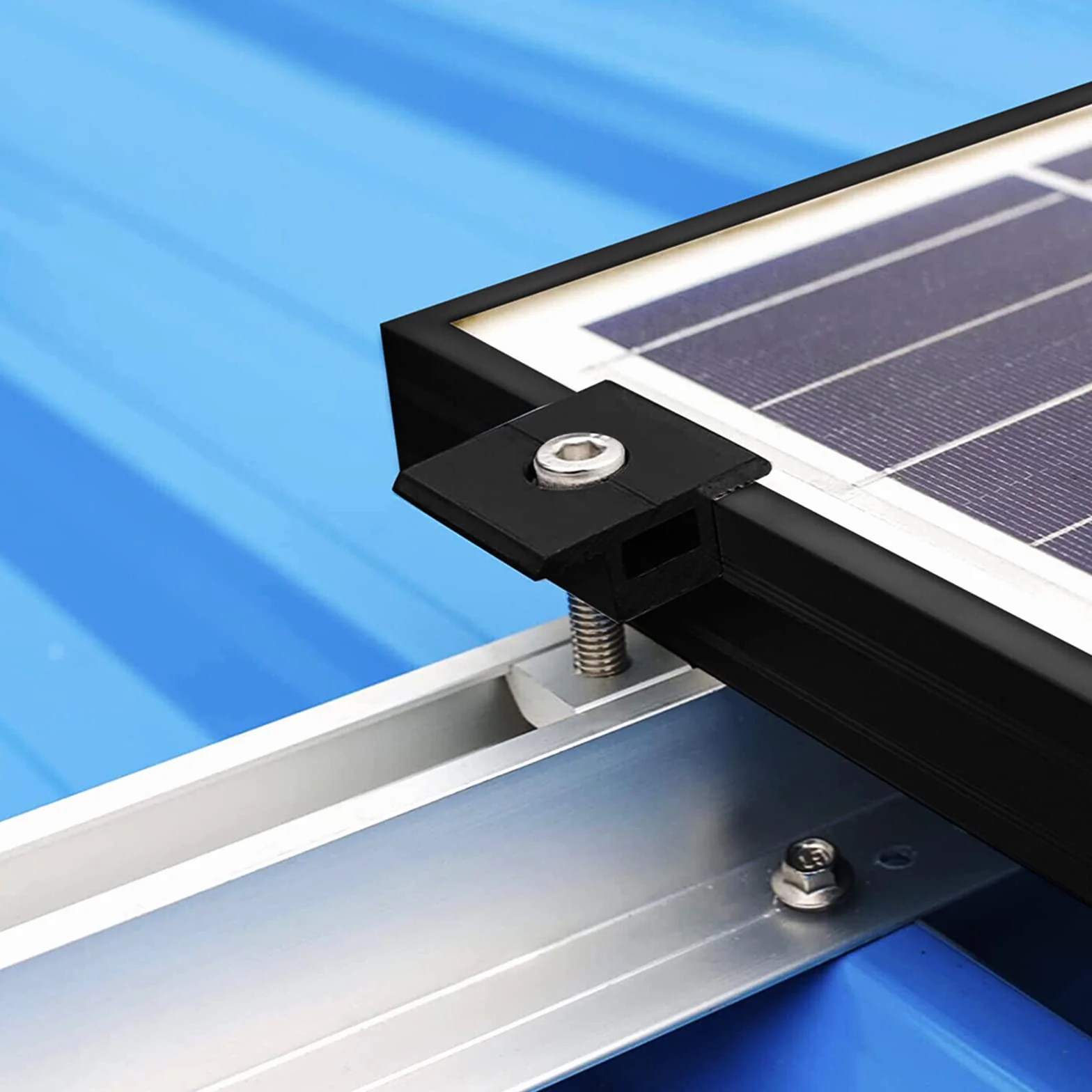 4 sztuki wsporników na moduł solarny 30 mm stop aluminium uchwyt do paneli słonecznych mocowanie do modułów PV uchwyt zacisk środkowy uchwyt zacisk środkowy 30 mm czarny do paneli w ramie