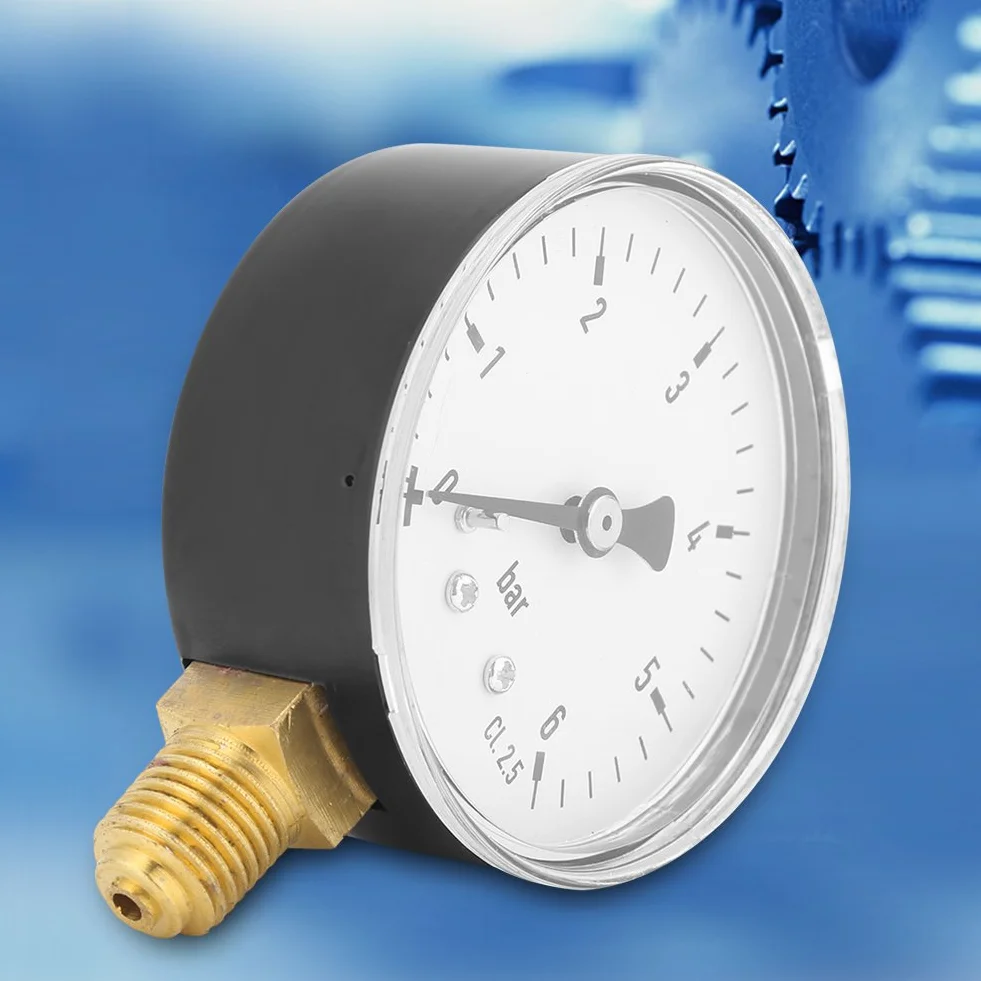 Air Pressure Hydraulic 1/4 NPT Mounting Meter 0-6 Bar Water And Air Instrument Dial Side Measurement Tool