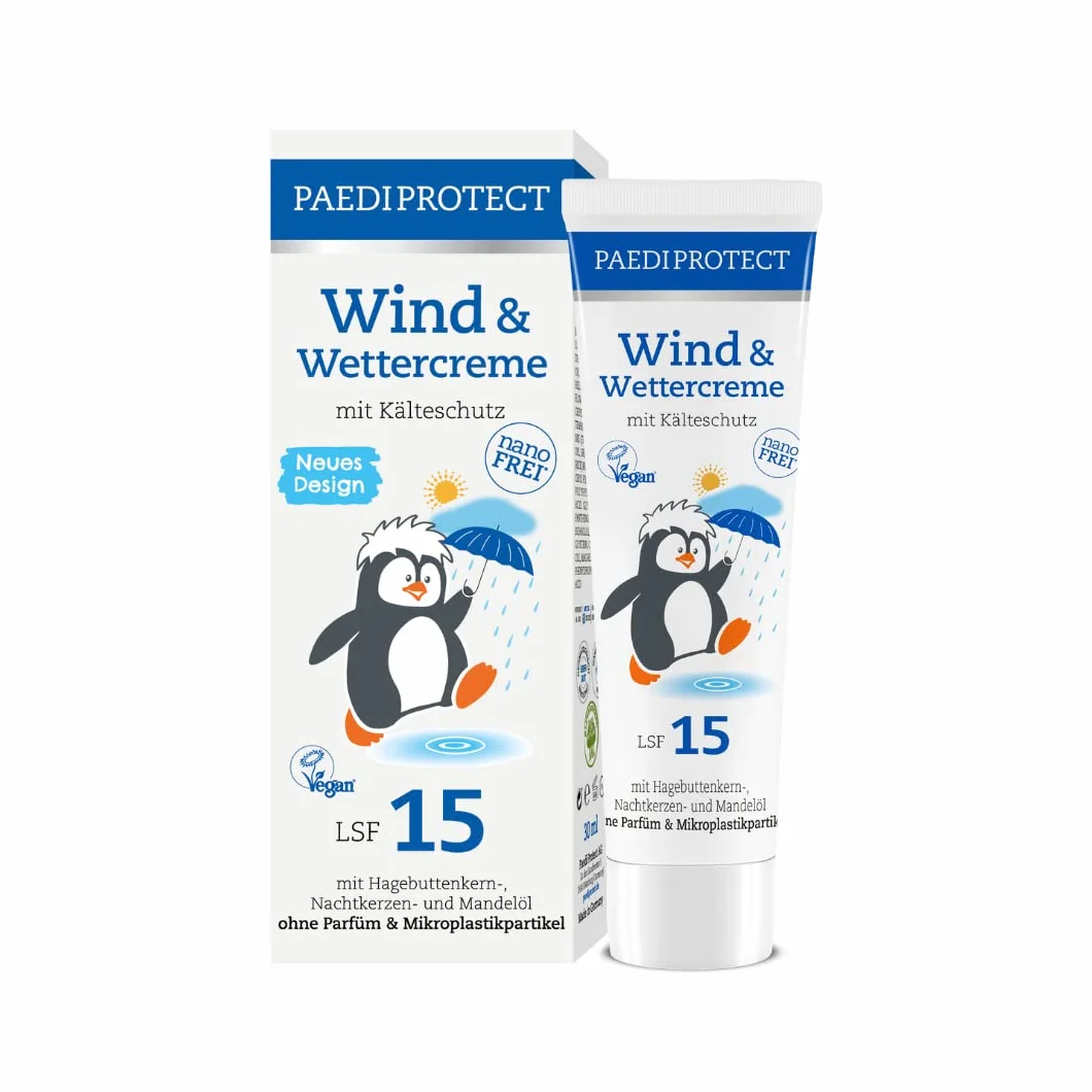 PAEDIPROTECT Krem przeciwwiatrowy i zimowy dla niemowląt 30 ml, balsam pielęgnacyjny dla dzieci i dorosłych z LSF 15, z dzióbkiem włosów do ochrony przed zimnem, wiatrem, wilgocią, krem ochronny na ranę do uspokojenia podrażnionych miejsc skóry