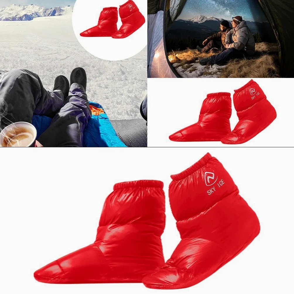 Wygodne i izolowane Outdoor Camping Duck Down Kapcie Skarpety Buty Botki Zimowe Wodoodporne Czerwone M