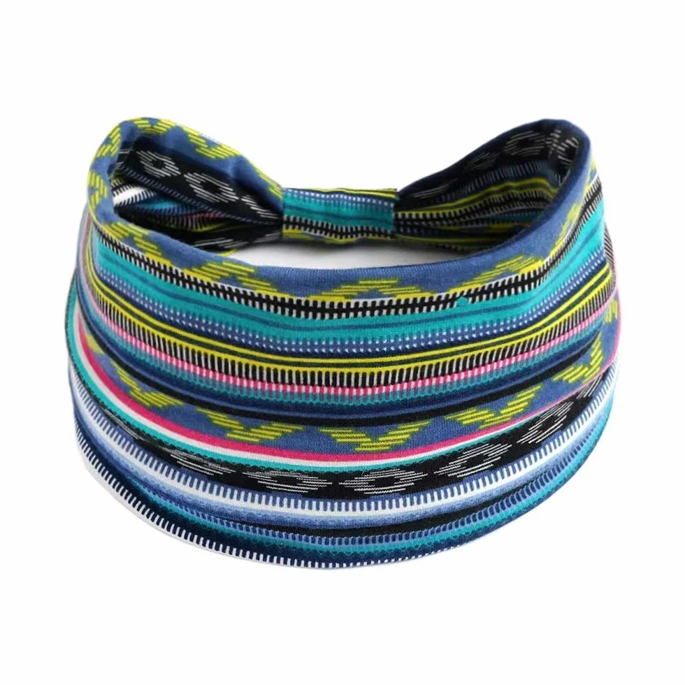 3 x szeroka opaska na czoło elastyczna opaska na włosy w stylu boho vintage opaska przeciwpotowa opaska na czoło do jogi dla kobiet i dziewcząt