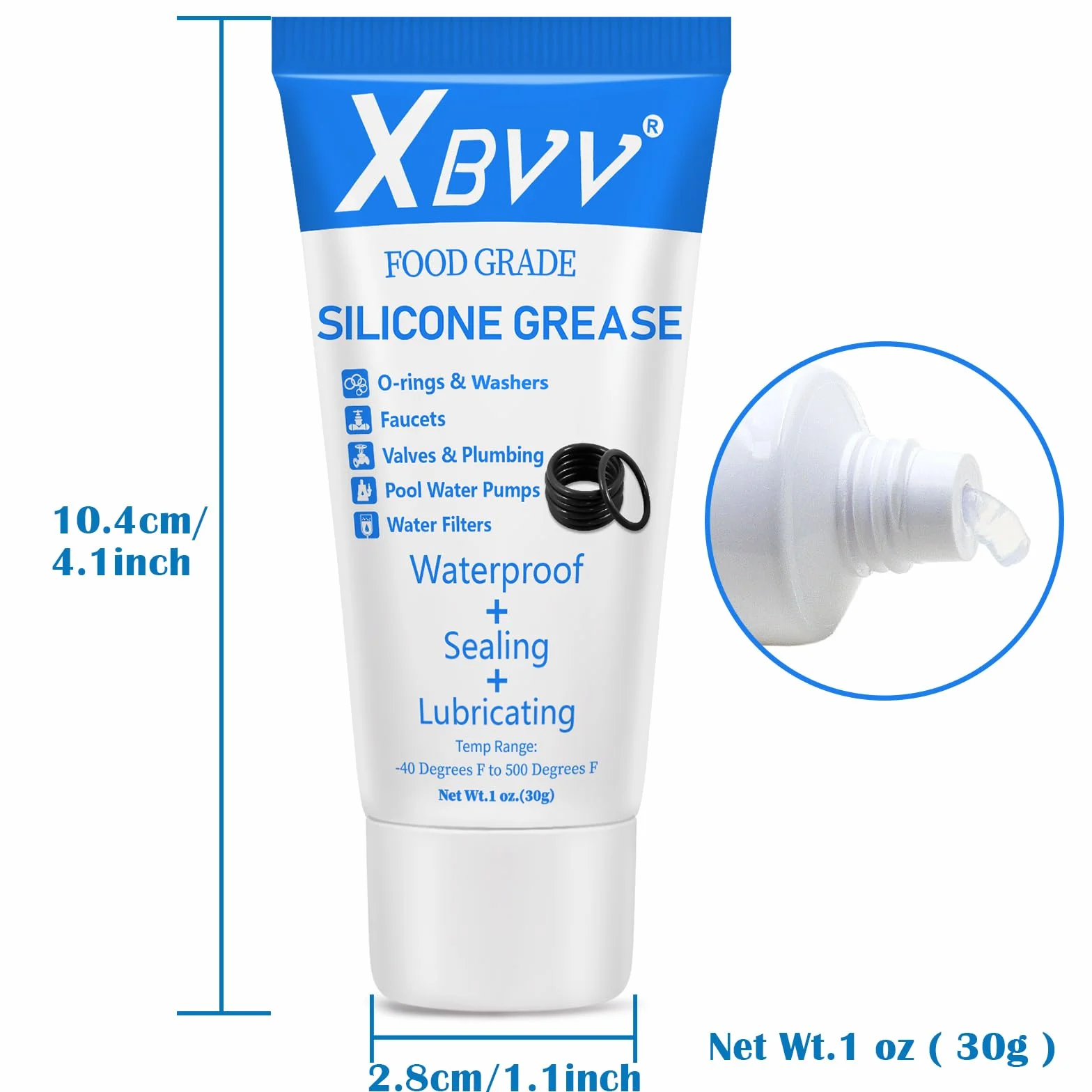 XBVV Smar silikonowy do hydraulika kran gumowe podkładki zaworu O-ring 2-pak 28.3 g rurka ze szczotką