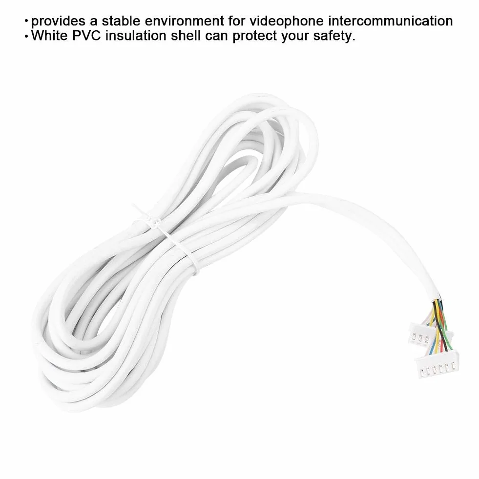 6-żyłowy kabel 5 m, 6-żyłowy przewód dzwonka, okrągły elastyczny przewód miedziany do wideodomofonu, 0,3 mm², 5 m, biały
