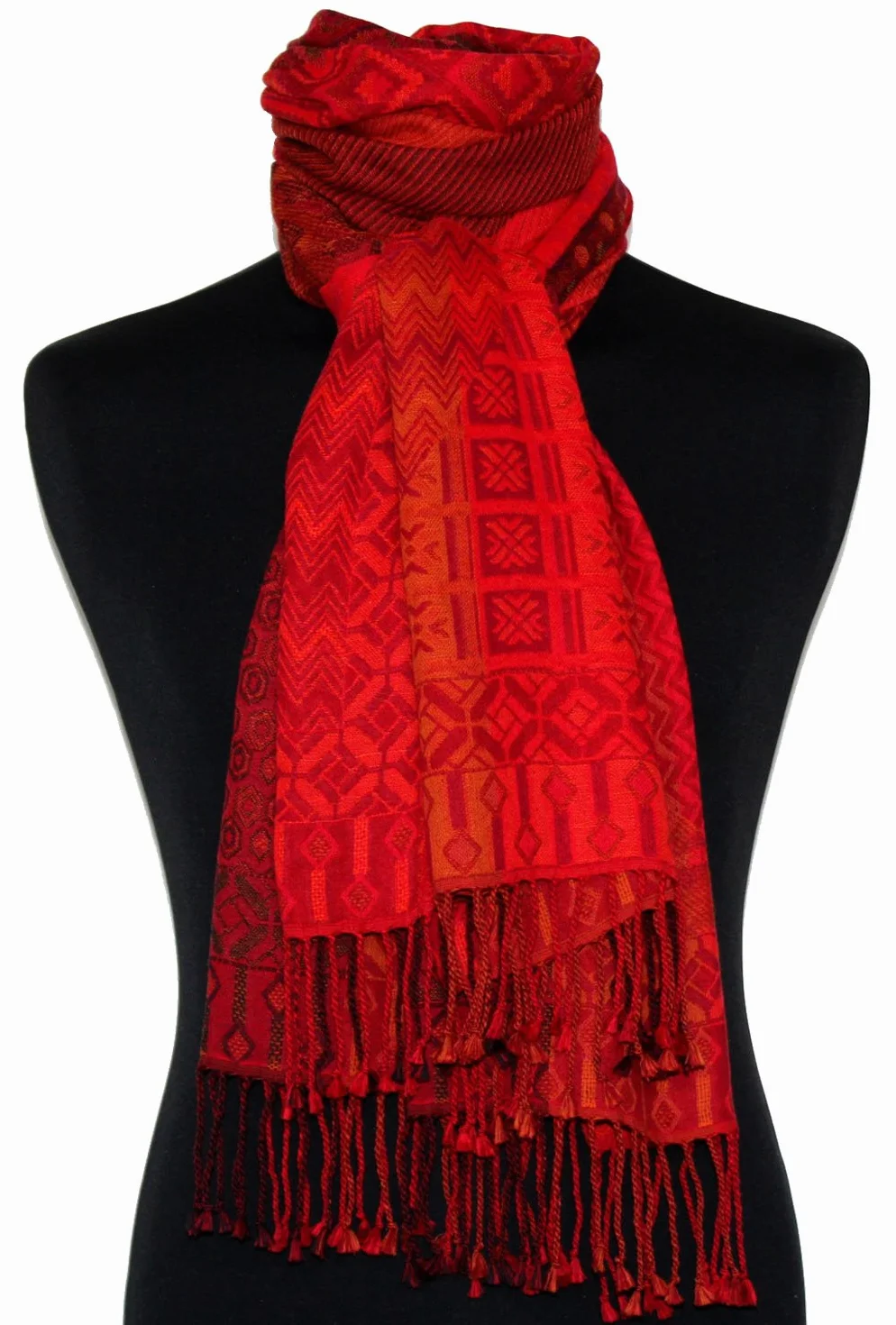 Lorenzo Cana 78515 damski szal Pashmina z 90% bawełny z 10% wełny, szal damski z włókien naturalnych, markowy szal z frędzlami, tkany, 70 cm x 180 cm