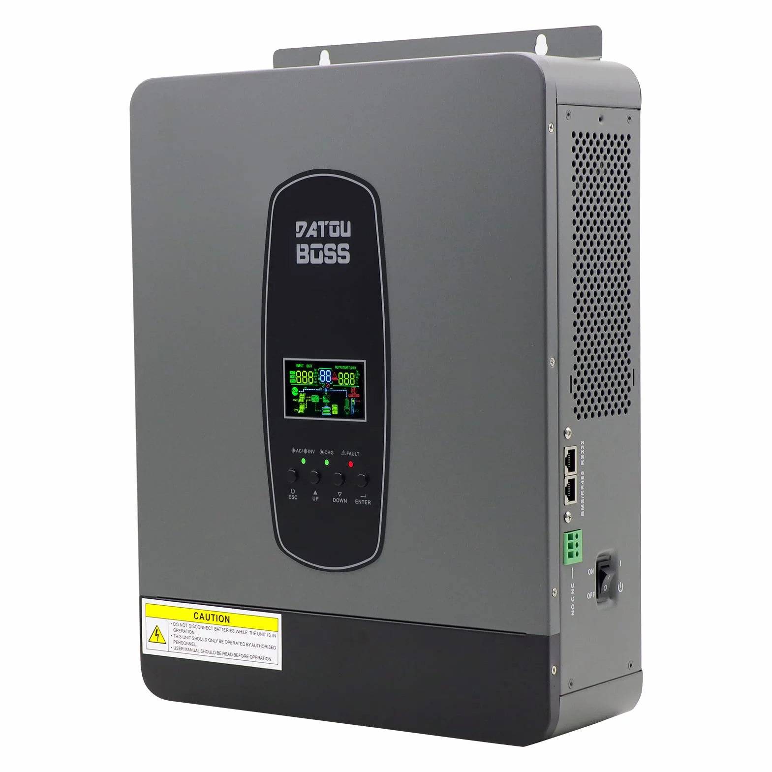 DATOUBOSS Hybrydowy falownik 3000W 24V, hybrydowy falownik solarny 24V, czysty sinus, 24V DC na 220/230V AC, system ochrony BMS, z 100A MPPT do akumulatorów ołowiowo-kwasowych i litowych