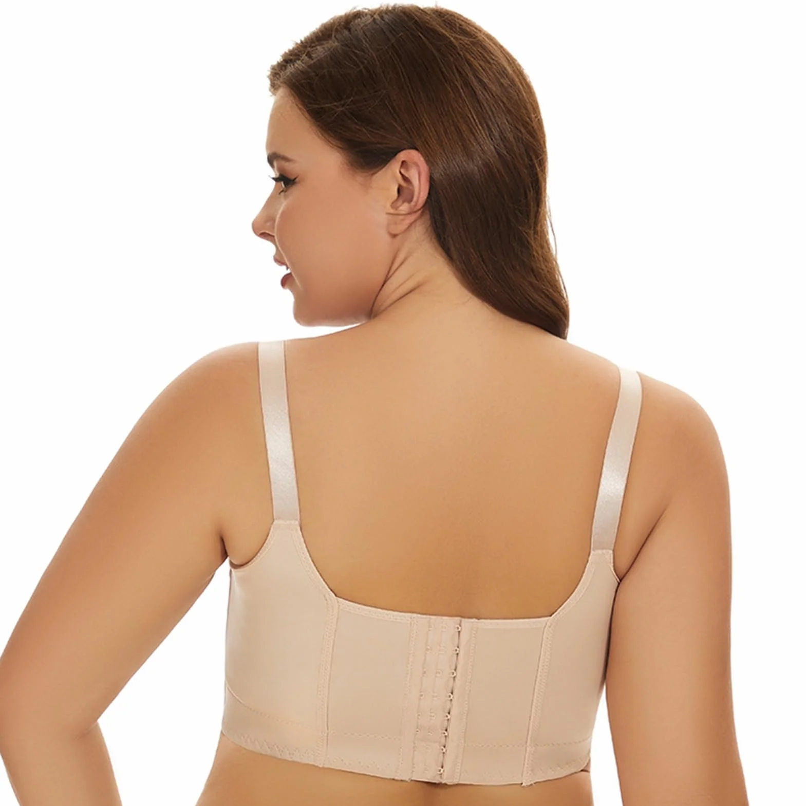 Postpartum Recovery Bras High Compression Push Up Camisole Bra 8-Row Buckles Beige 90/40D