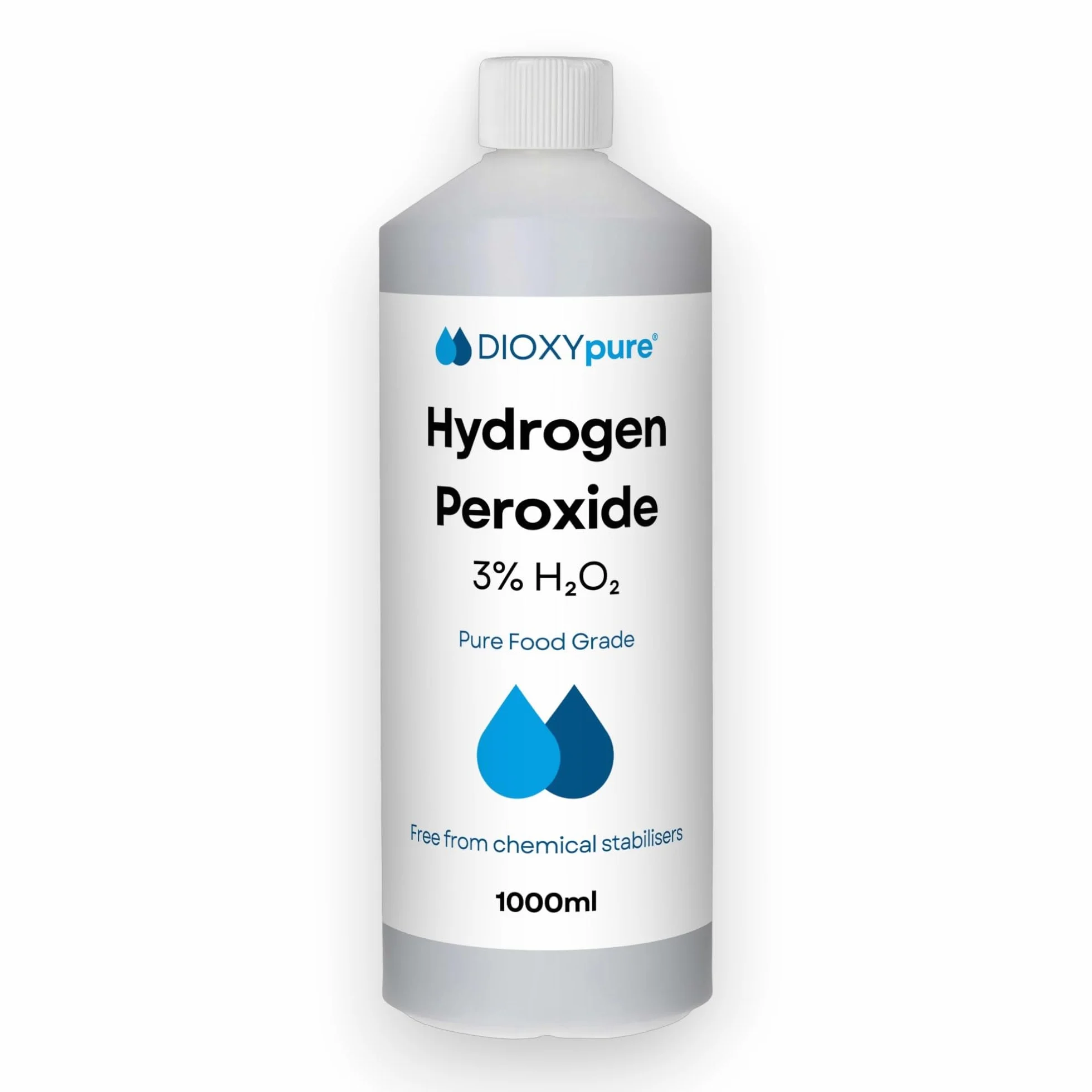 Nadtlenek wodoru klasy spożywczej 3% - 1 litr (1000 ml) - H2O2 woda utleniona - bez stabilizatorów i dodatków - Wielofunkcyjny naturalny środek czyszczący - zatyczka zabezpieczająca przed dziećmi
