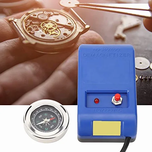 Elektryczne Narzędzia Demagnetyzujące Urządzenie Rozmagnesowujące z Kompasem Długi Przewód Zasilający Narzędzie do Naprawy Zegarmistrza do Zegarka Rozmagnesowanie Rozmagnesowanie(Wtyczka UE)