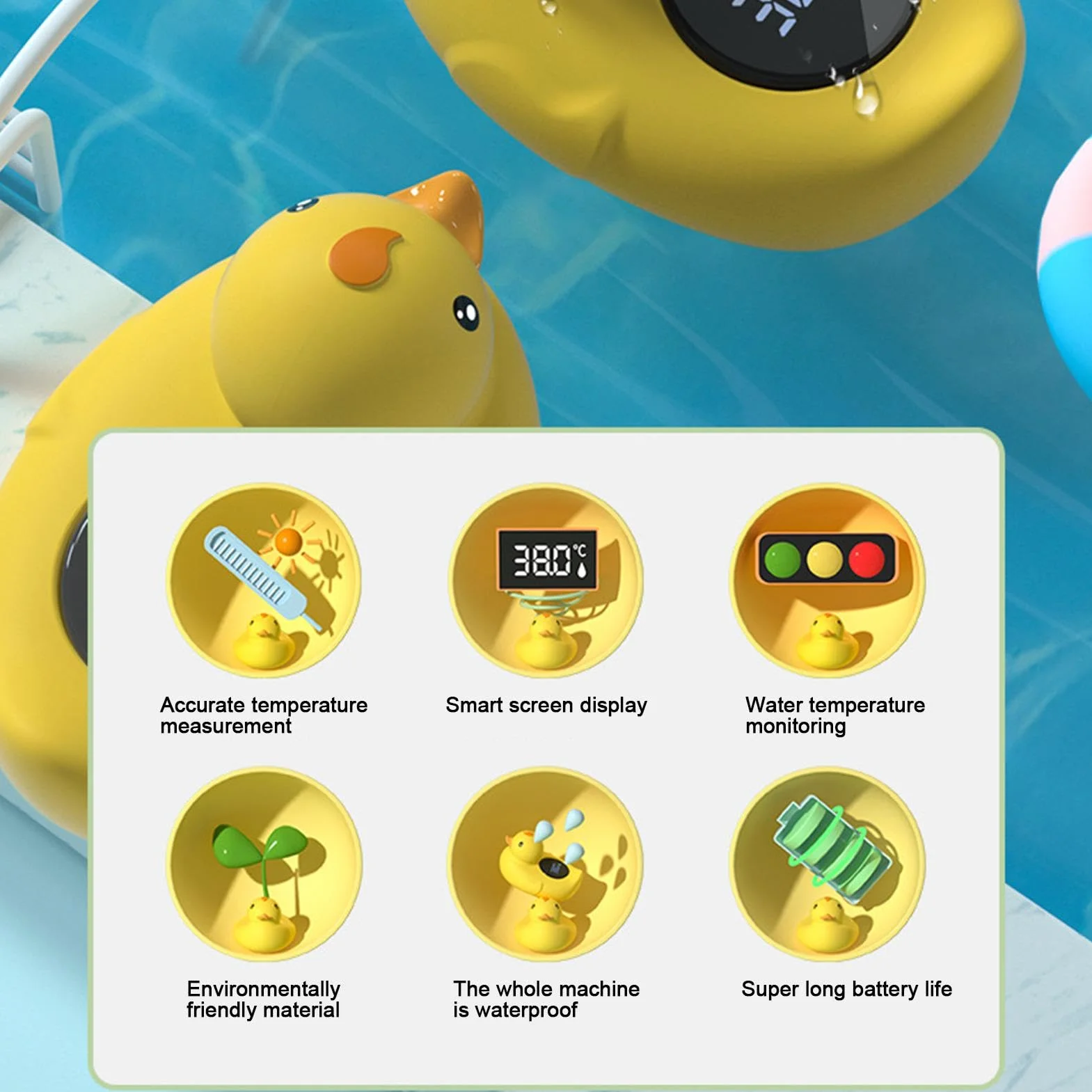 Duck Baby Bath Temperature Meter | cyfrowy miernik temperatury w pokoju i łazience, bezpieczny monitor temperatury wody i pokoju do kąpieli dla niemowląt, basenu, kąpieli dla niemowląt, niemowląt