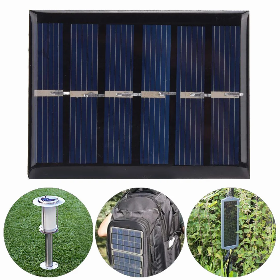 Keenso 4 szt. 3 V, 0,3 W, polikrystaliczny krzem, panel słoneczny, wodoszczelny, "zrób to sam", bezpieczna ładowarka solarna z kablem 65 x 48 mm