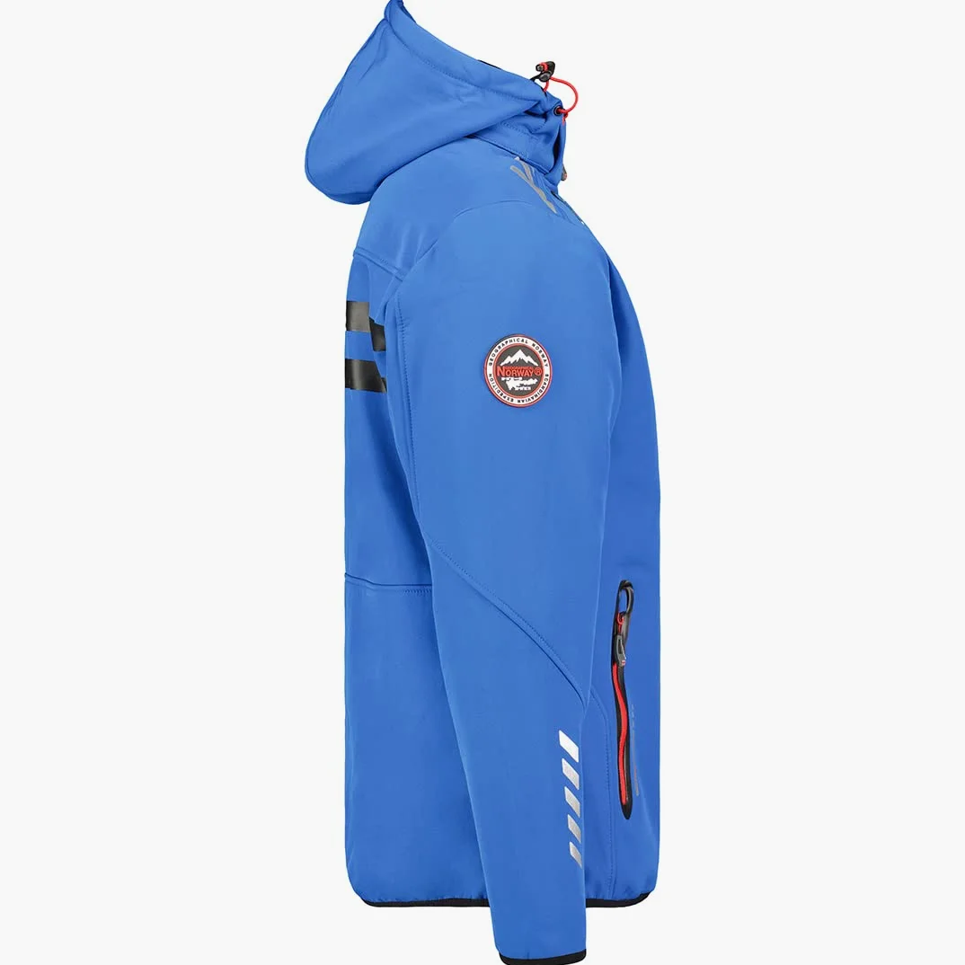 Geographical Norway Royaute Men Męska kurtka softshellowa z kapturem, wodoodporna, taktyczna, wiatroszczelna, outdoorowa - turystyka narciarska, jesień, zima, wiosna (królewski błękit, M)
