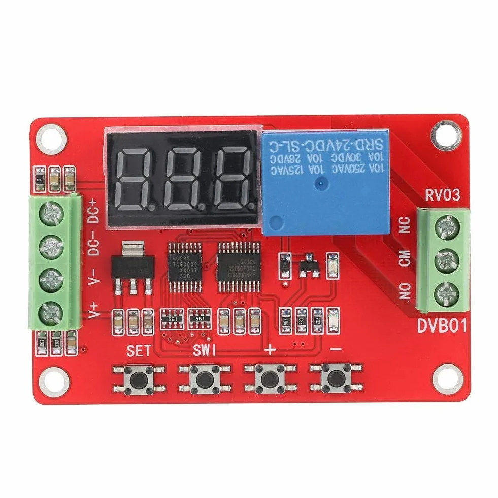 Cyfrowy komparator okiennego napięcia, wielofunkcyjny regulator napięcie, czerwony DVB01, cyfrowy pomiar 12 V/24 V, ochrona przed zbyt niskim napięciem (24 V)