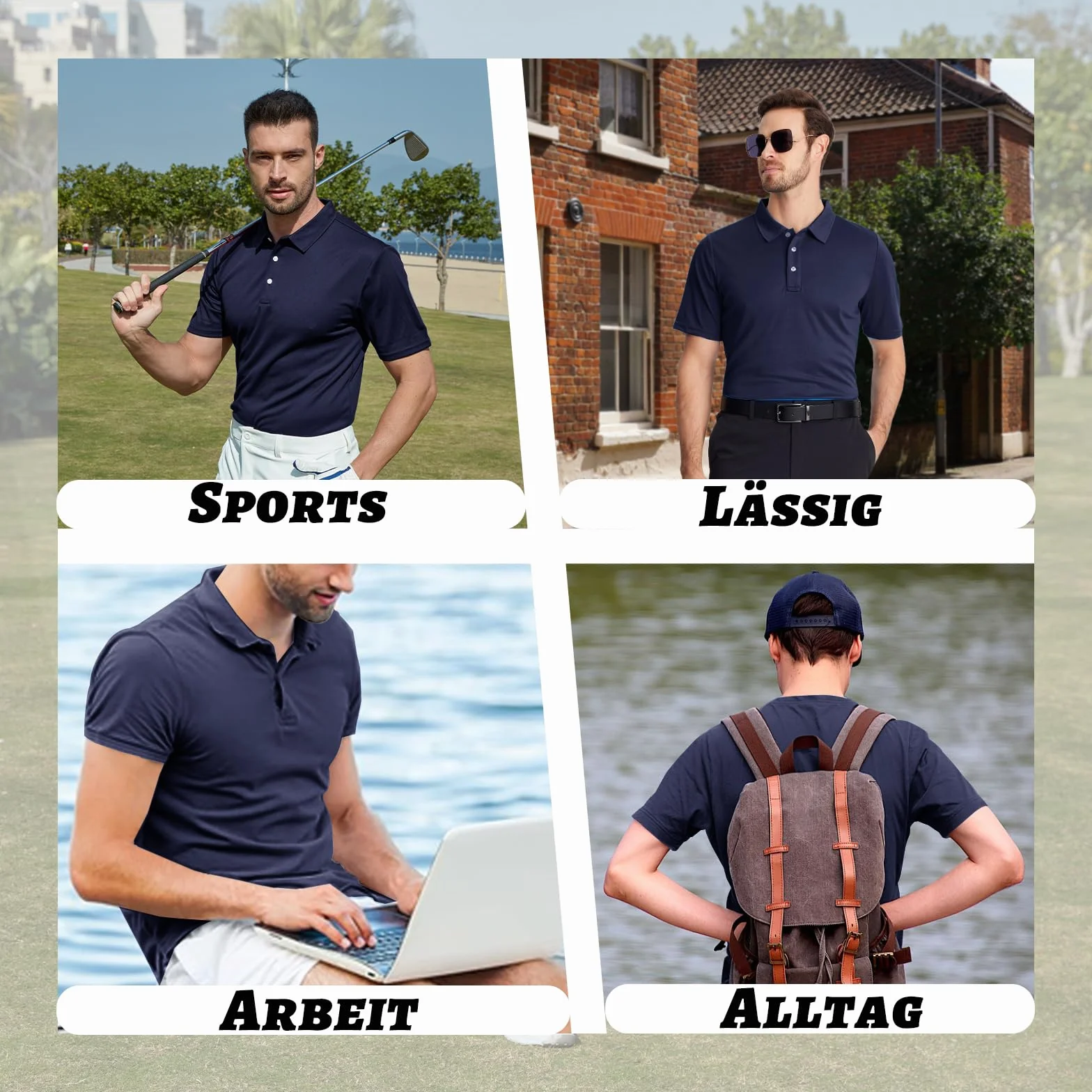Męskie Koszulki Polo Szybkoschnące z Krótkim Rękawem Poliester Golf T-shirt Turystyczny