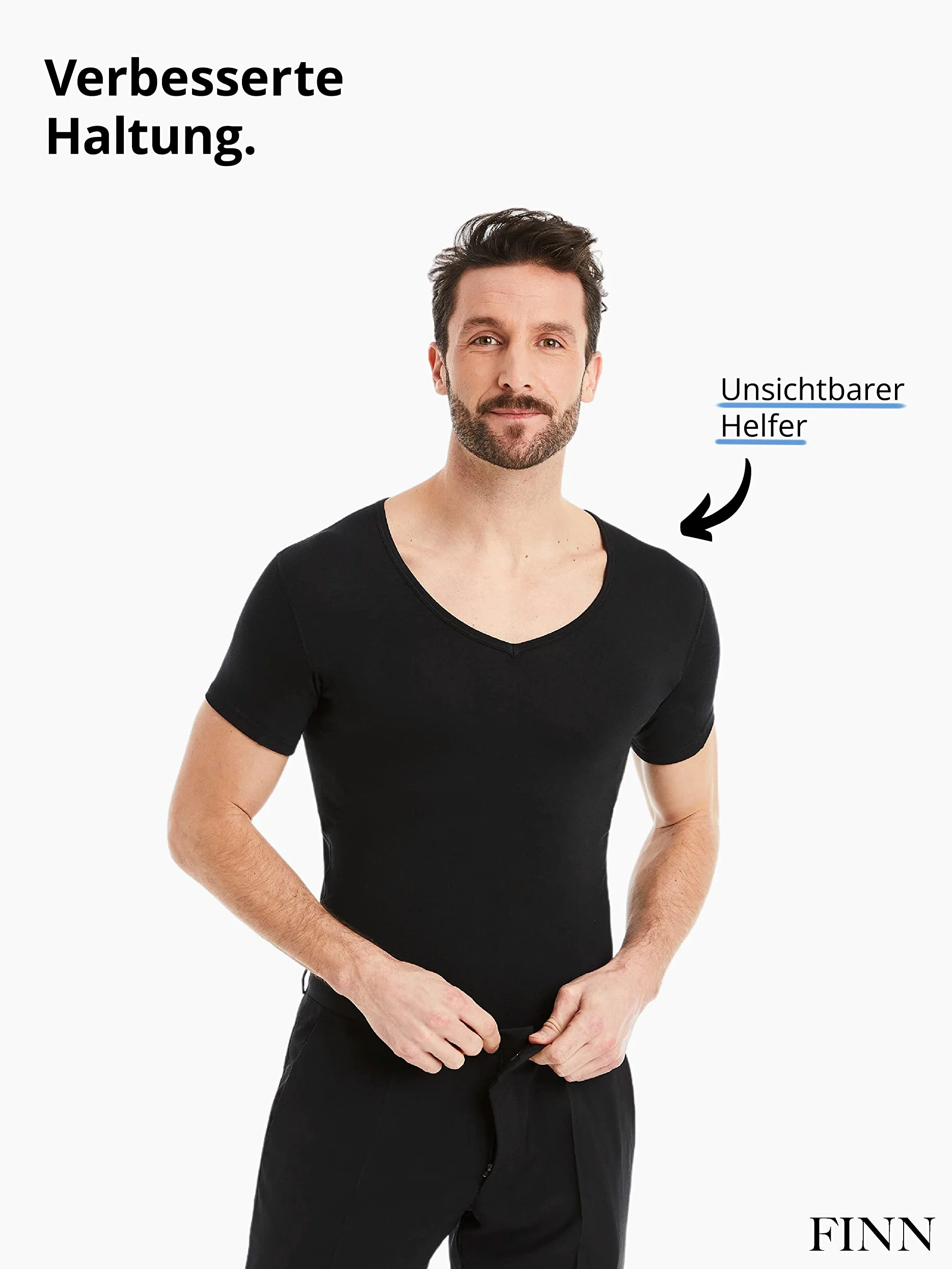 FINN Męska koszulka kompresyjna modelująca figurę z efektem wyszczuplającym brzuch - krótki rękaw Shapewear podkoszulek z bawełny - Body Shaper dla płaskiego brzucha