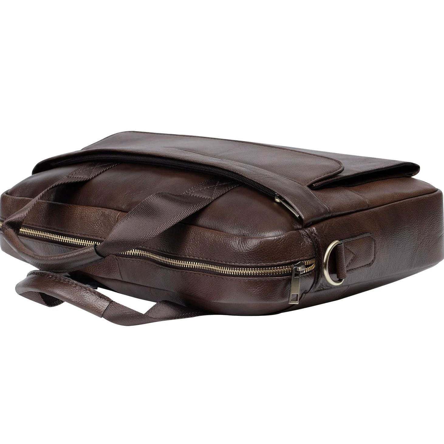 Skórzana teczka 15-calowa torba na laptopa, listonoszka, torba robocza, torebka crossbody, do podróży służbowych, dla mężczyzn, ojca, męża, Cfc-brązowy