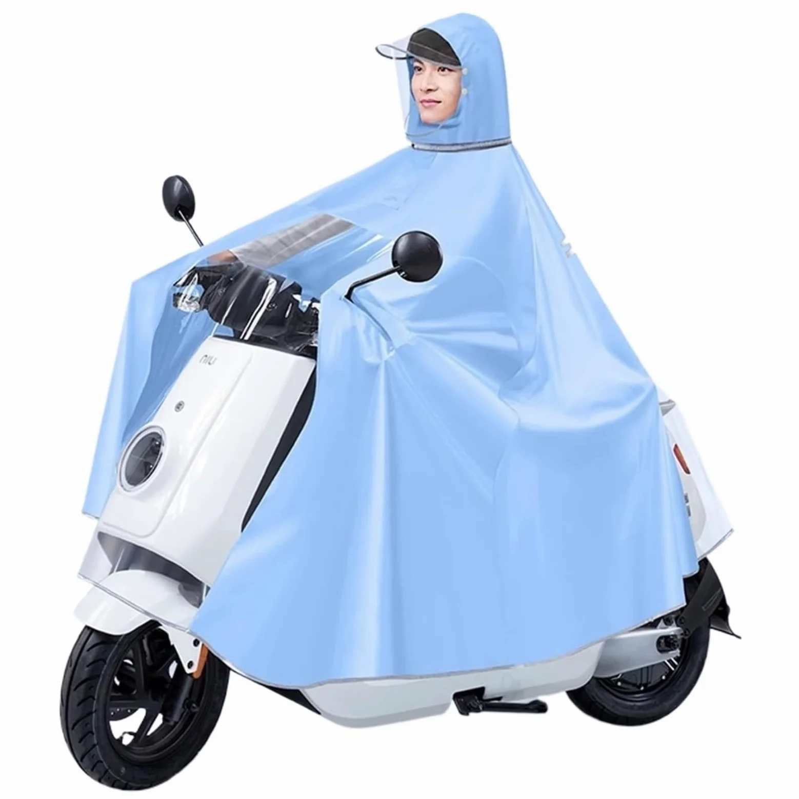 Wodoodporna peleryna przeciwdeszczowa z kapturem do jazdy na rowerze, motocyklu i skuterach inwalidzkich - wiatroszczelna peleryna przeciwdeszczowa unisex(Blue)