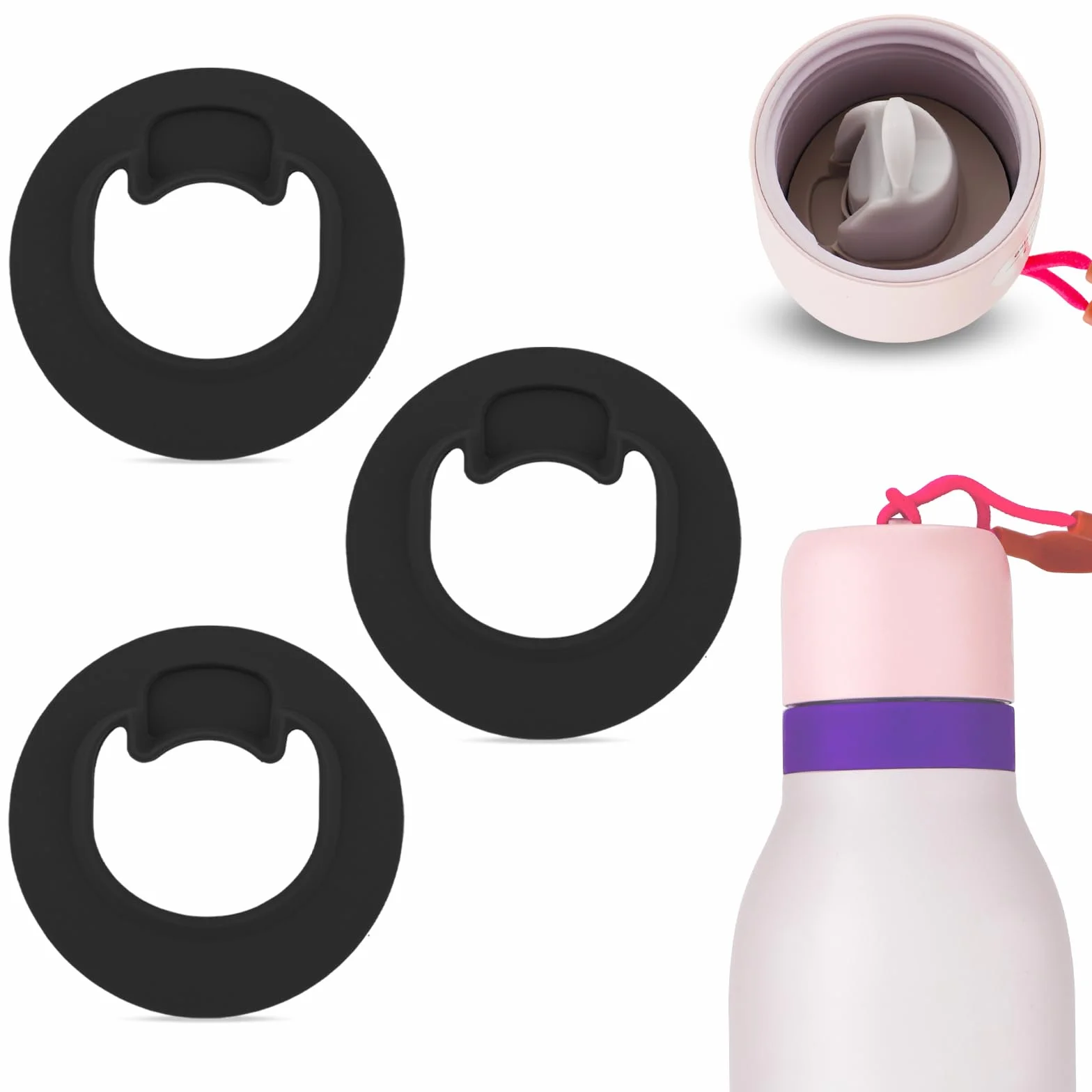 BOXOB 3 Sztuki Zatyczki Butelek na Wodę do Owala FreeSip Twist 18oz 24oz, Bez BPA Uszczelka Silikonowa Akcesoria Górnej Pokrywy Serii do Owala FreeSip Twist