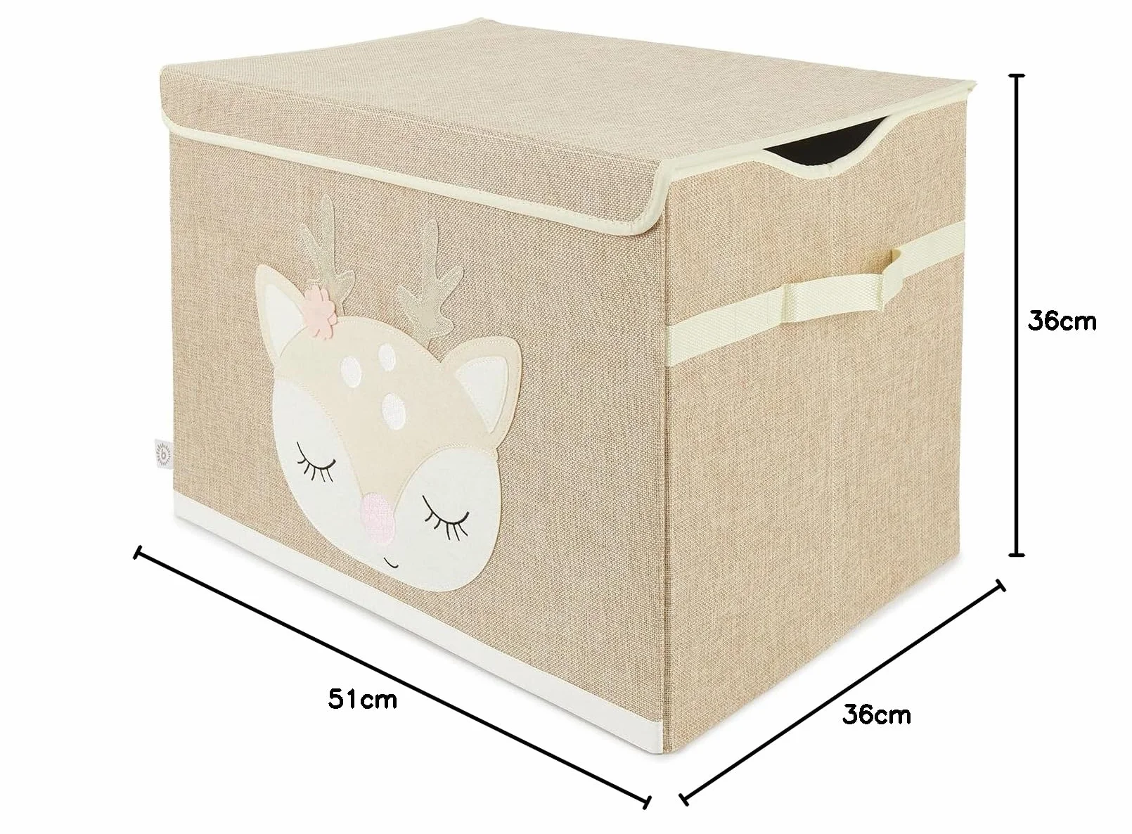 Bieco Składane pudełko z pokrywką | 65 litrów | ok. 36 x 36 x 51 cm | skrzynka na zabawki | dzieci | skrzynki | duże | organizer na stół do przewijania | jeleń Ella