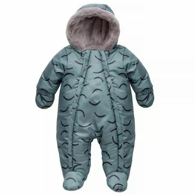 Pinokio Kombinezon zimowy, 100% poliester, zielone paski tygrysie paski, unisex, rozmiar 56-68 (56)