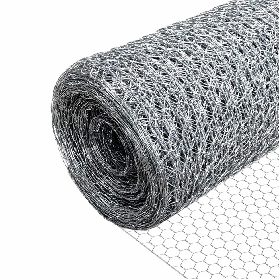 VOUNOT Ogrodzenie z siatki sześciokątnej, ogrodzenie z drutu dla królików, drut z kurczaka, rozmiar oczka 13 mm, wysokość 100 cm, długość 25 m, ocynkowany srebrny