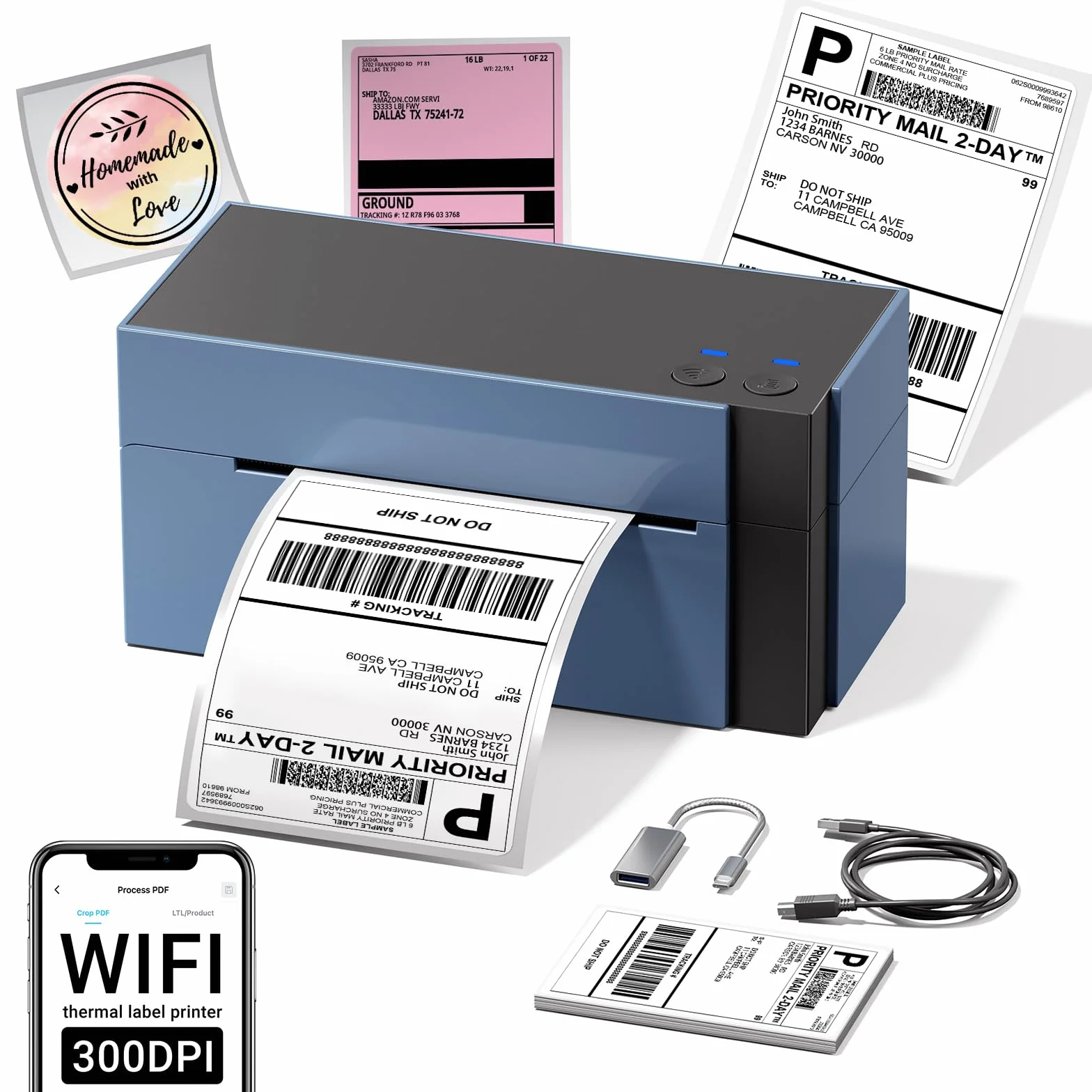 Phomemo Drukarka etykiet WiFi DHL, 344WF WiFi, etykiety termiczne do kodów kreskowych, 4 x 6 do UPS, Ebay, Etsy, Shopify, Amazon, Royal Mail, FedEx, USPS