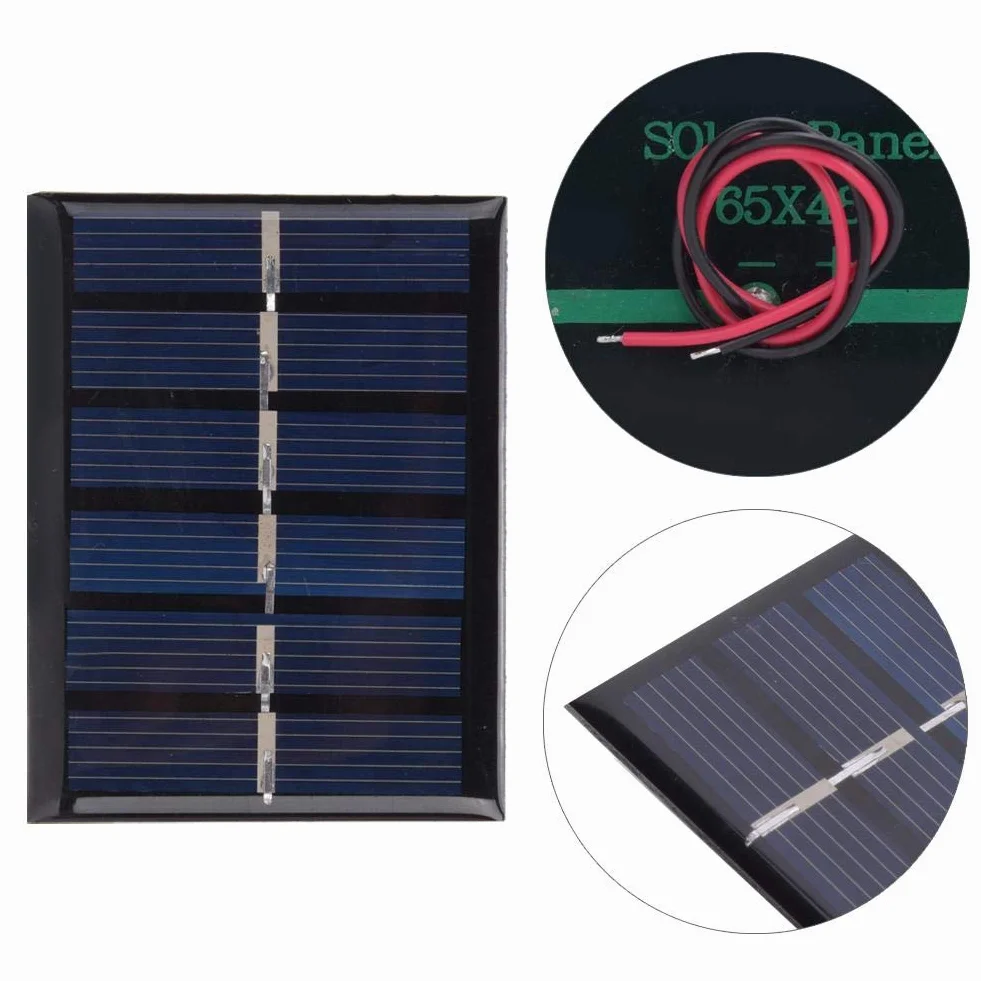 Keenso 4 szt. 3 V, 0,3 W, polikrystaliczny krzem, panel słoneczny, wodoszczelny, "zrób to sam", bezpieczna ładowarka solarna z kablem 65 x 48 mm