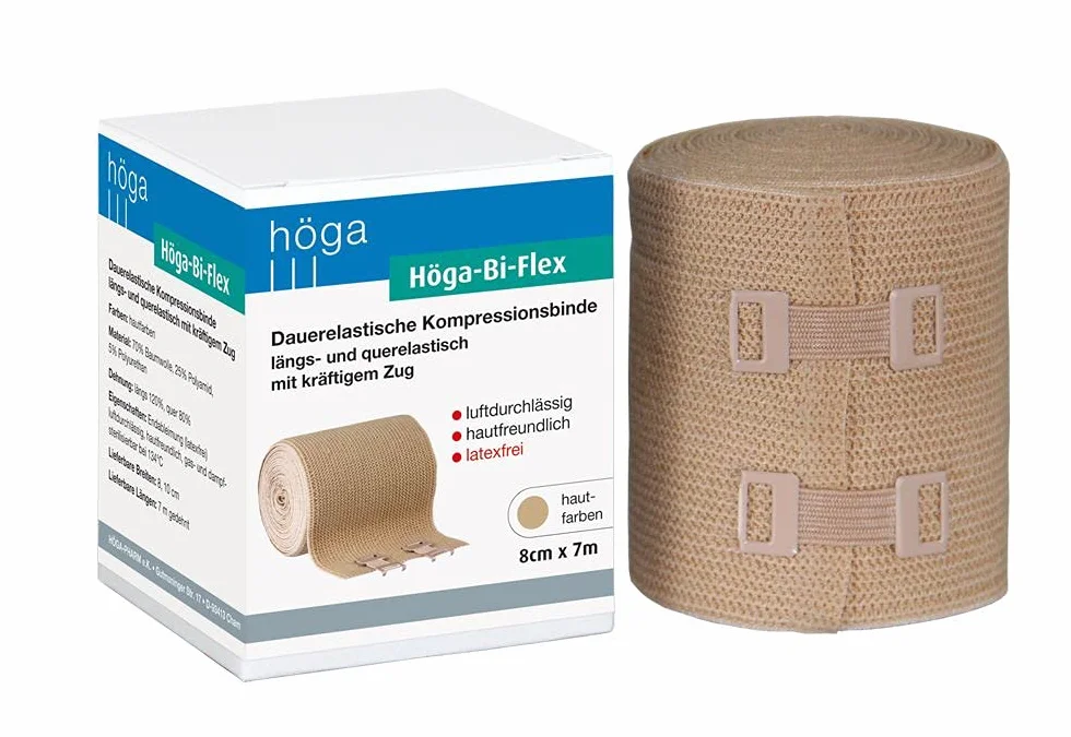 Höga Bi-Flex opaska sportowa, trwale elastyczna opaska kompresyjna elastyczna wzdłużnie i poprzecznie - 8 cm x 7 m rozciągnięta