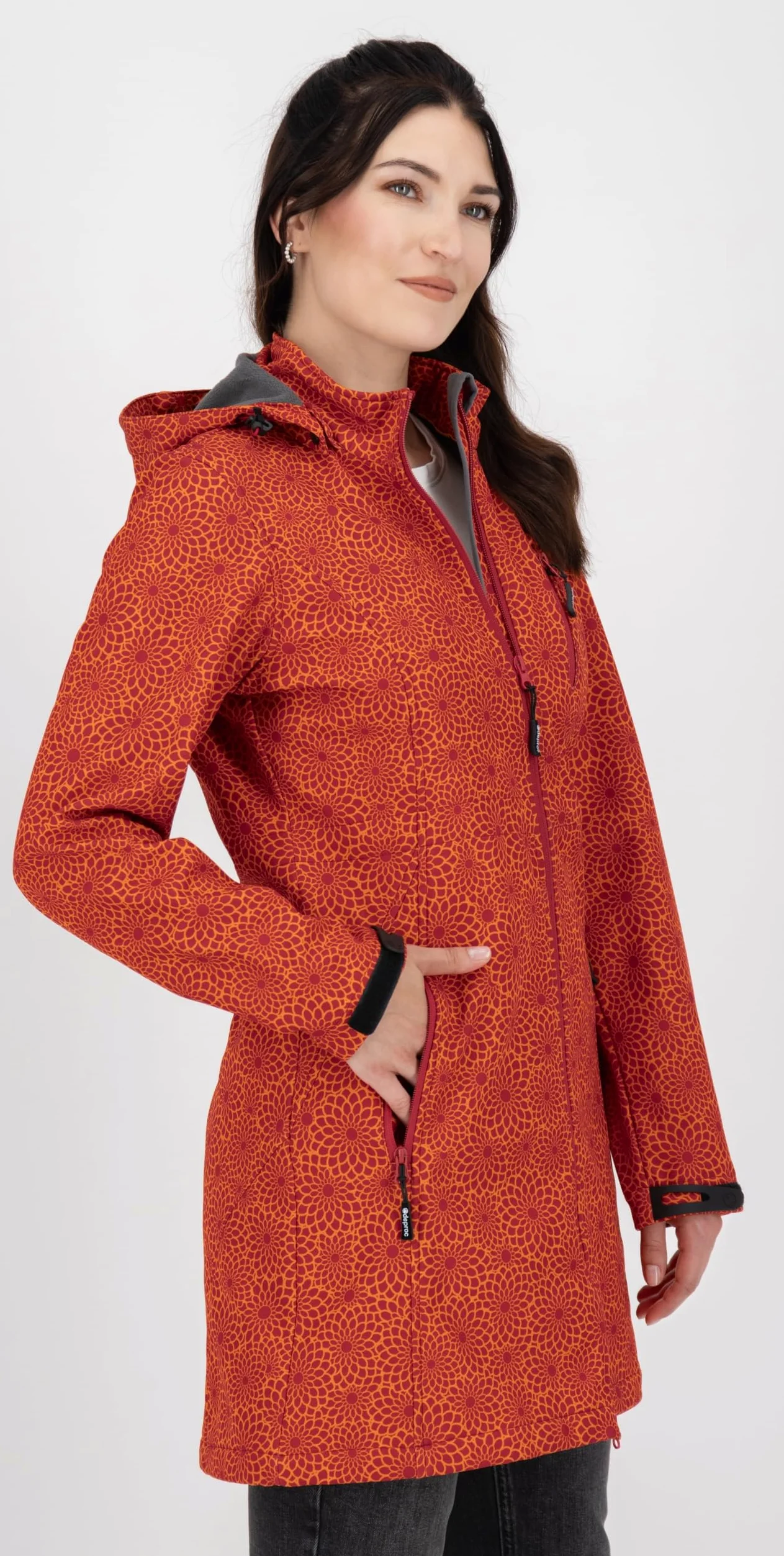 DEPROC A.C.T.I.V.E Płaszcz softshell Kobiety Damen Softshellmantel Mit Abnehmbarer Kapuze Übergangsjacke Kurzmantel Shelby Long