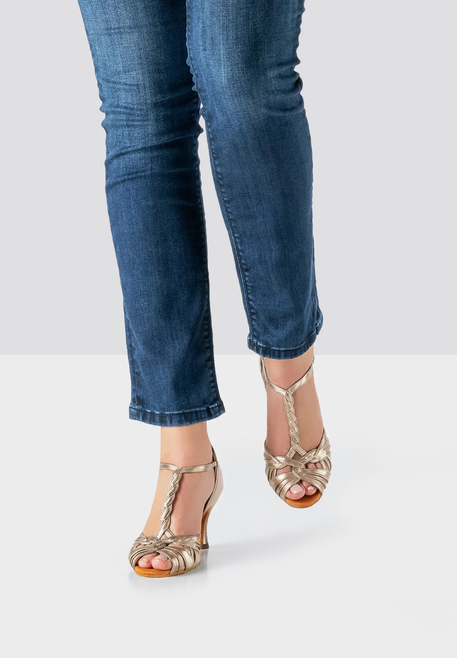 Anna Kern Damskie buty do tańca Solange – eleganckie i wygodne – skóra antyczna – otwarte palce – obcas 6 cm flare