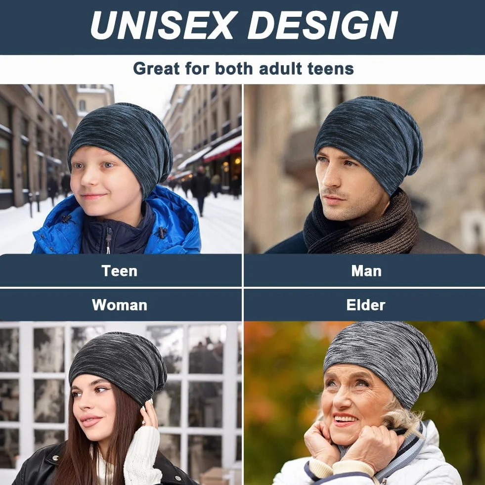 flintronic 2-pak czapka beanie, czapka z czaszką dla mężczyzn i kobiet, paski luźne czapki do domu, szkoły i biura oraz aktywności na świeżym powietrzu