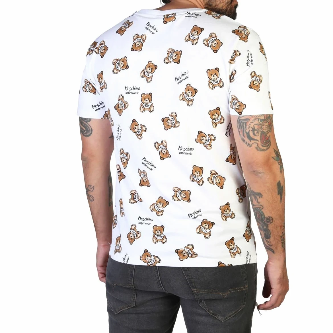 T shirt uomo Moschino logo bear bianco ES23MO17 V1A0702 4417