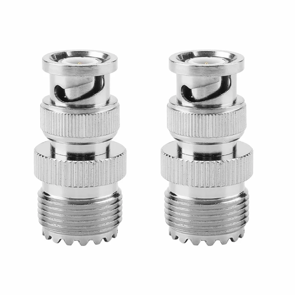 2 szt. Adapter Koncentryczny RF BNC Wtyk Męski na UHF SO239 PL-259 żeńskie Złącze Kabla Typu Jack