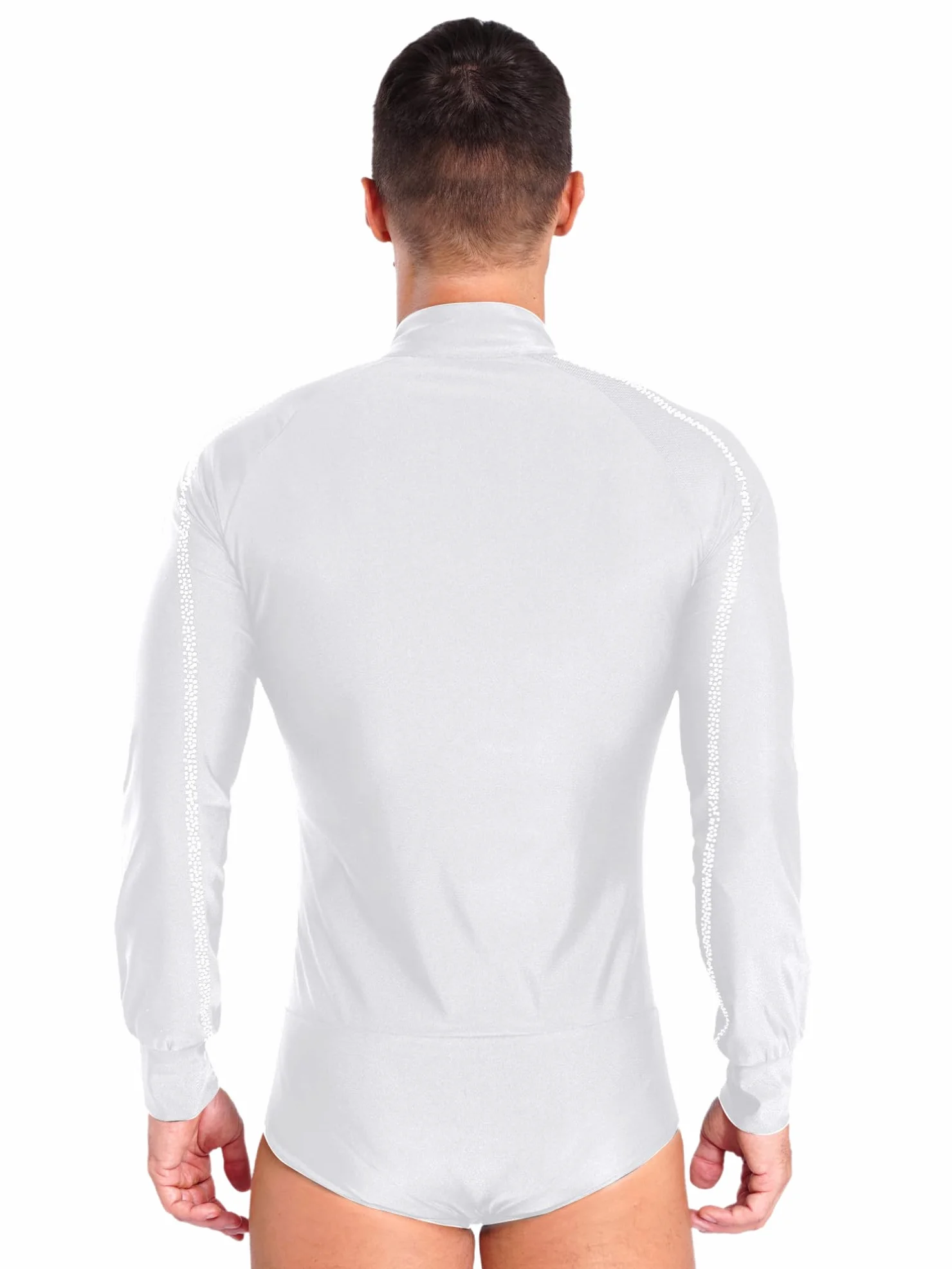 Męskie body koszuli z długim rękawem slim fit do tańca z listwą na głowę