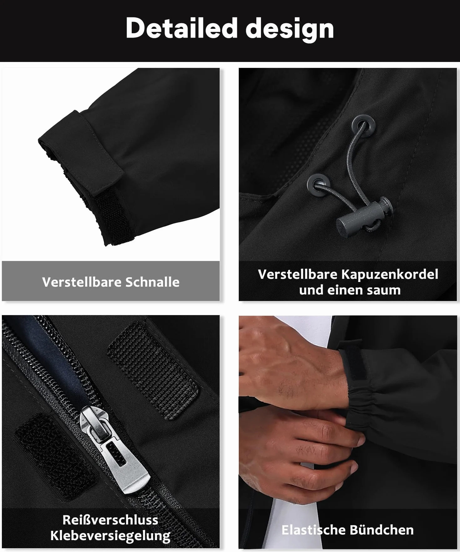 Huayuzh Męska kurtka softshellowa, wodoszczelna, oddychająca, wiatroszczelna, lekka kurtka przeciwdeszczowa, z kapturem, do biegania, wędrówek