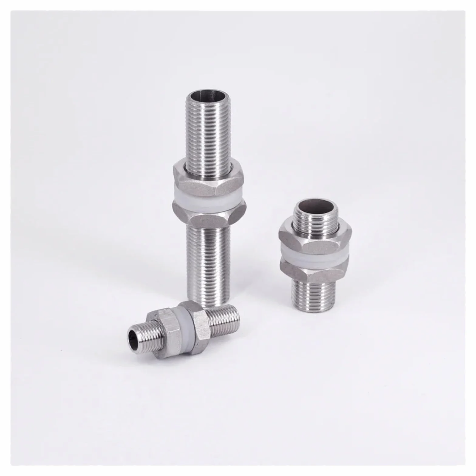 1/2" 30 40 50 60 80 100 120 150mm Stainless Full Thread Bulkhead Lock Pipe Fitting Water Tank(75MM_1/2")