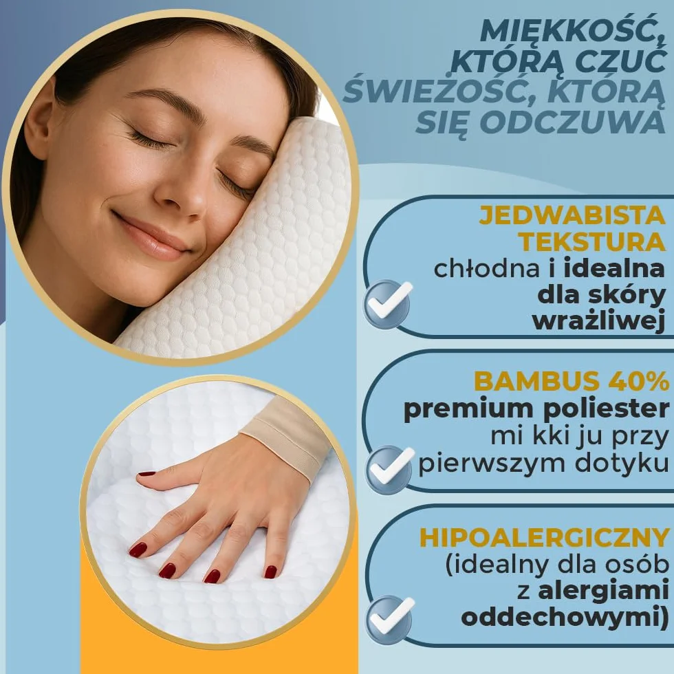 Zapasowa Poszewka na Poduszkę Klin 60x48x30 cm Poduszka NIE jest dołączona Dodatkowa Poszewka z Bambusa OEKO-TEX Nadaje się do Poduszki do Czytania i Poduszki Antyrefluksowej Higieniczny Zamiennik