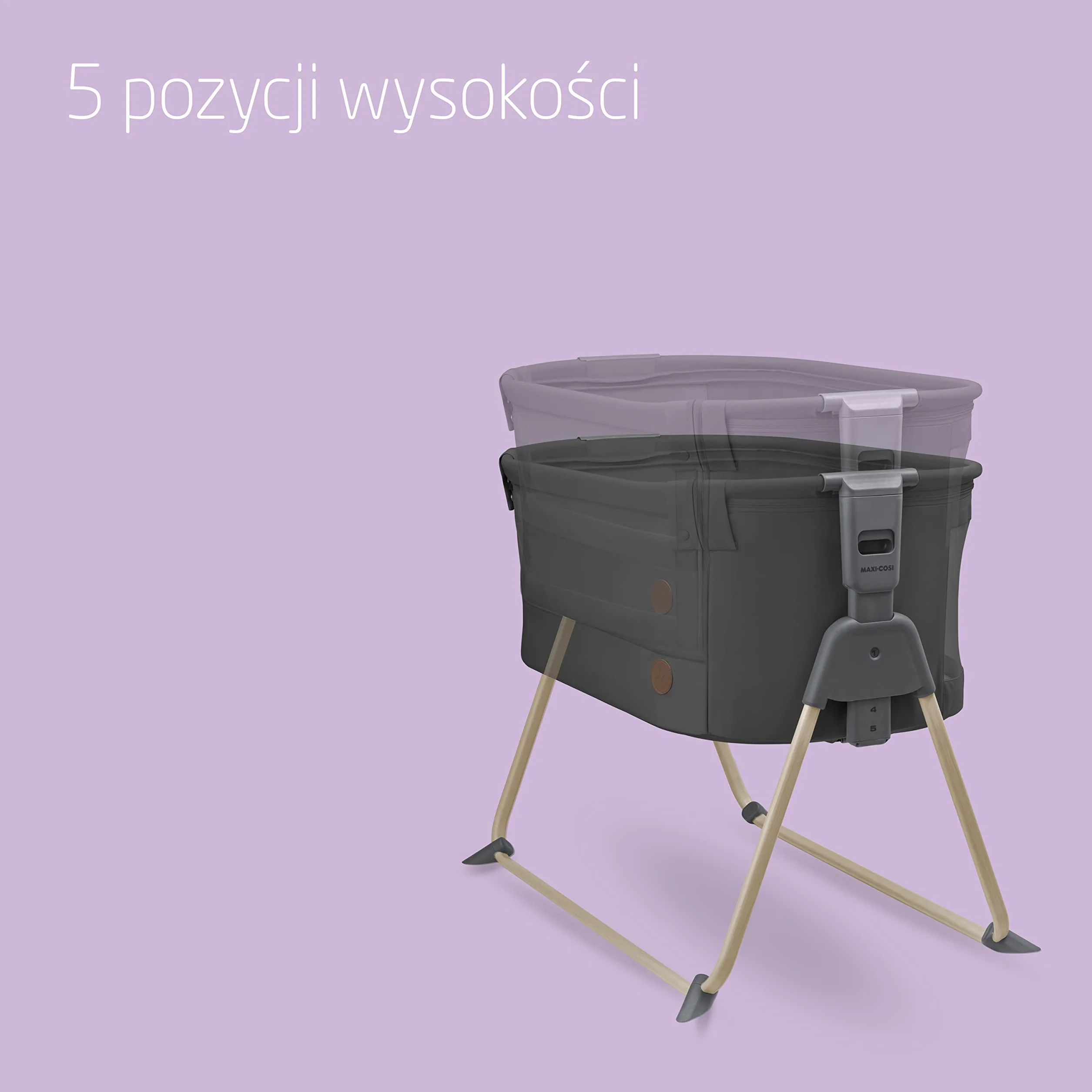 Maxi-Cosi Tori 2 w 1 Łóżeczko dostawne, Kołyska dostawna, kompaktowe składanie, Lekkie, 5 opcji wysokości, Przenośne łóżeczko dostawne z oddychającą siateczką, 0–6 mies, 0–9 kg, Beyond Graphite