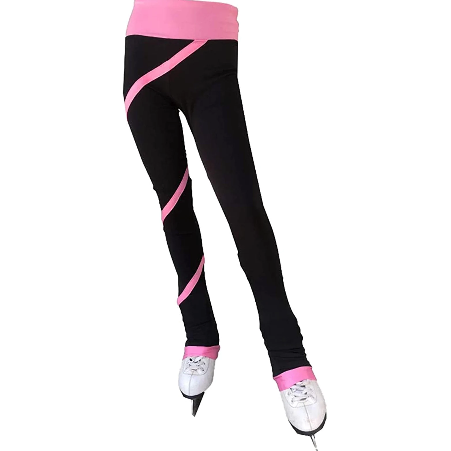 Damskie dziewczęce spodnie do jazdy figurowej, spiralne spodnie do jazdy figurowej, dziewczęce, polarowe legginsy treningowe, odzież sportowa do zawodów treningowych (kolor: A, roz