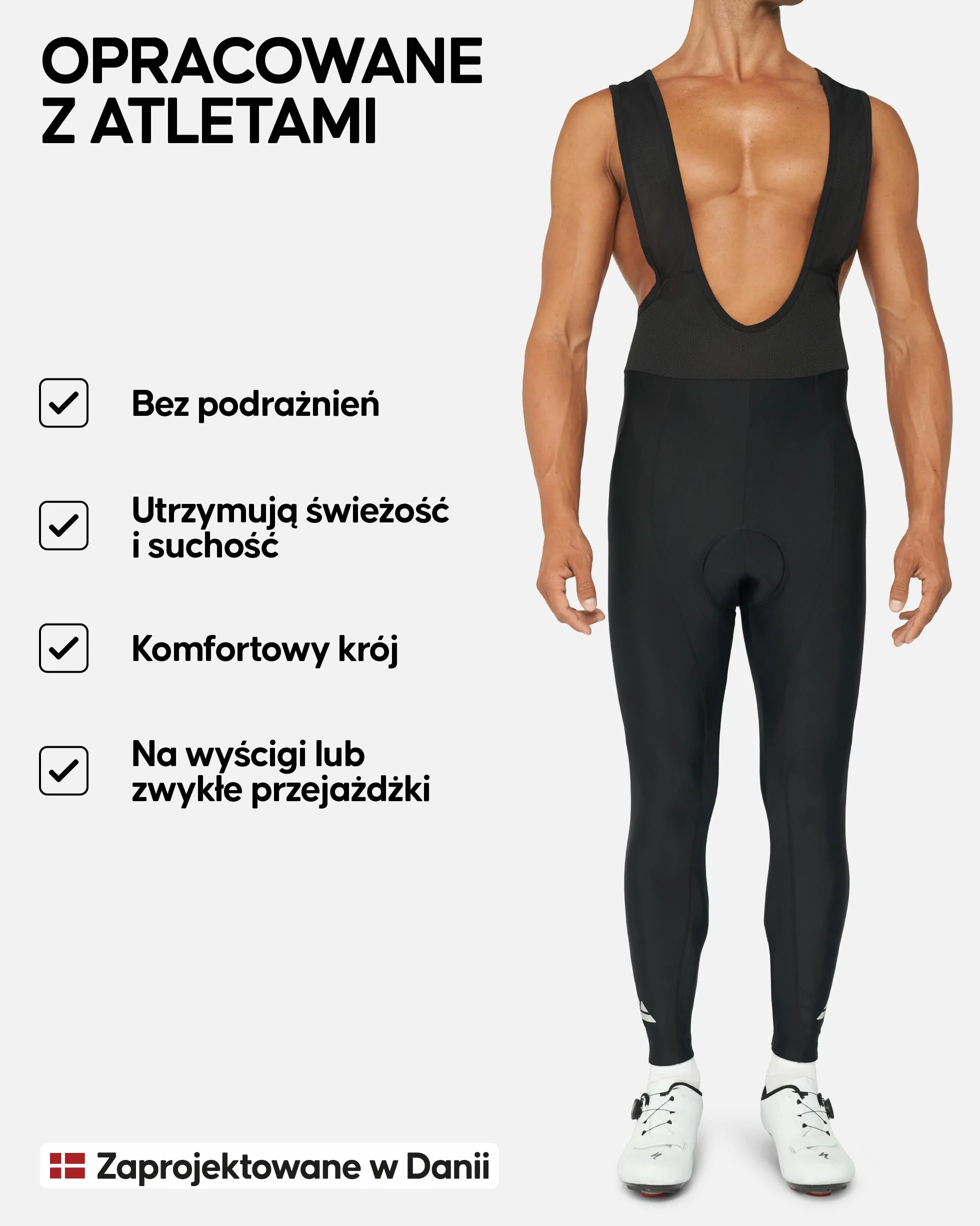 DANISH ENDURANCE Spodnie Rowerowe Męskie, na Szelkach, SpKolarskie, z Amortyzującą Wkładką 3D Chamois