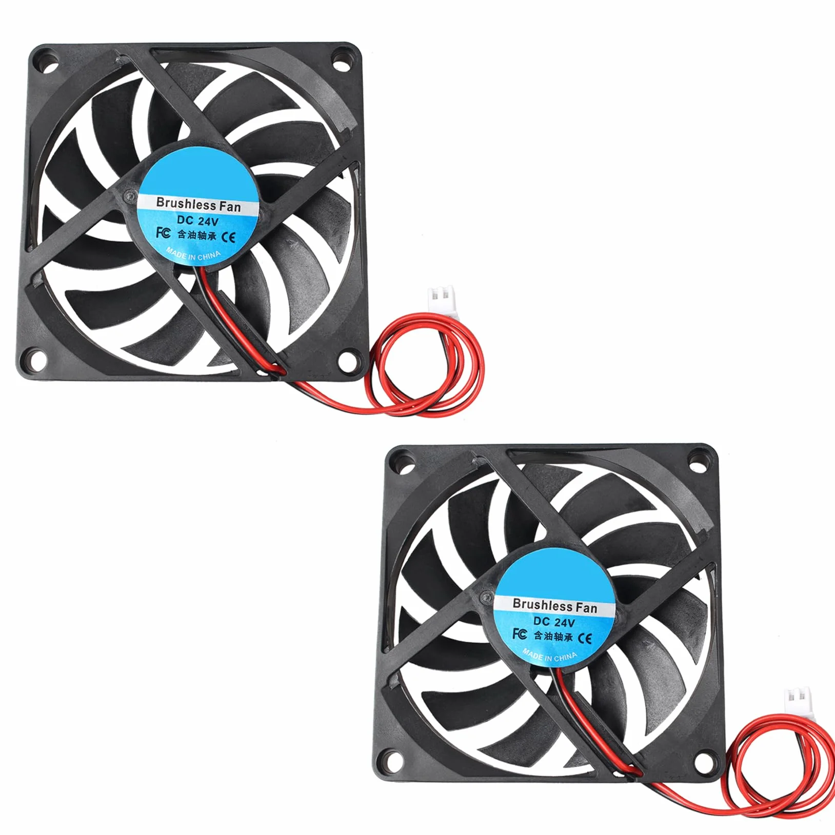 Jopto 8010 DC 24 V cichy wentylator chłodzący 80 x 80 x 10 mm system procesora komputerowego radiator bezszczotkowy wentylator z 2-pinowym złączem do drukarki 3D, obudów komputerowych, procesorów